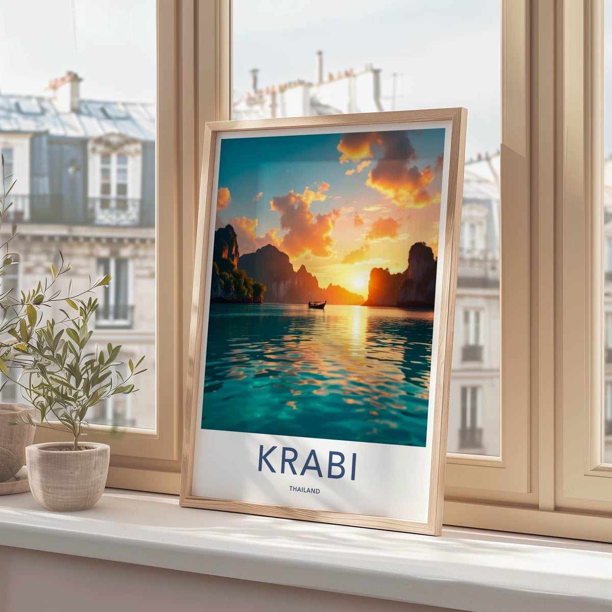 Krabi Poster - Thailand Travel Art - Tropical Island Sunset Home Decor