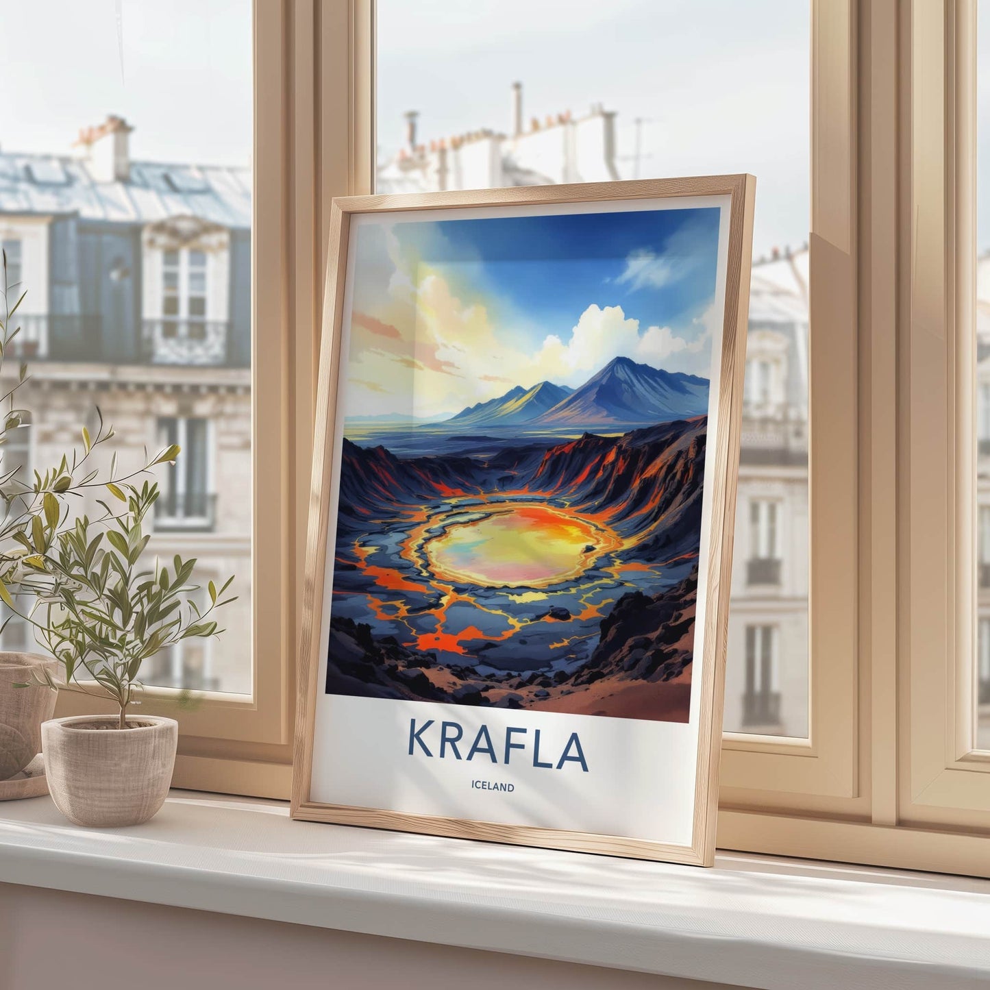 Krafla Poster - Iceland Travel Print - Molten Crater Landscape Lounge Decor
