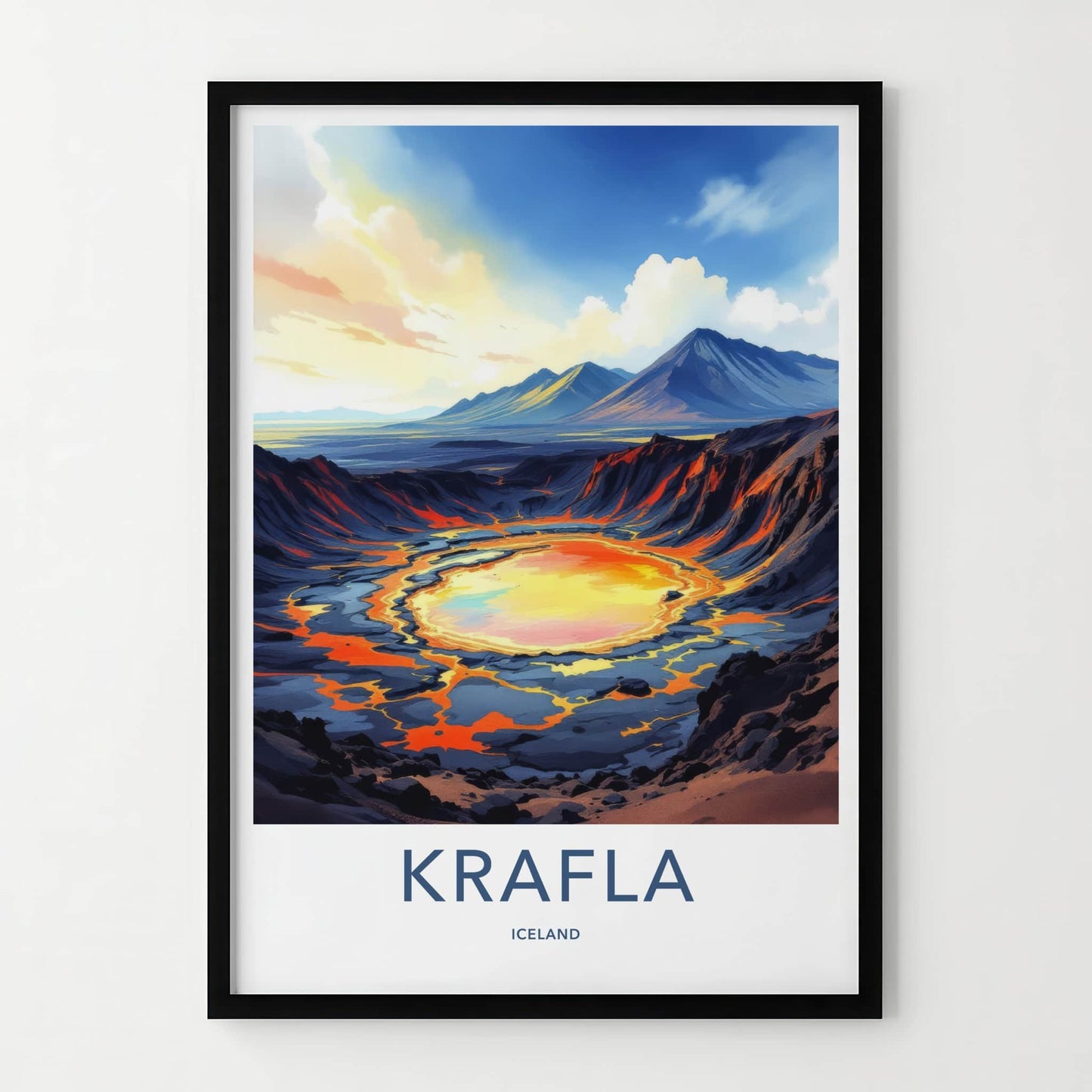 Krafla Poster - Iceland Travel Print - Molten Crater Landscape Lounge Decor