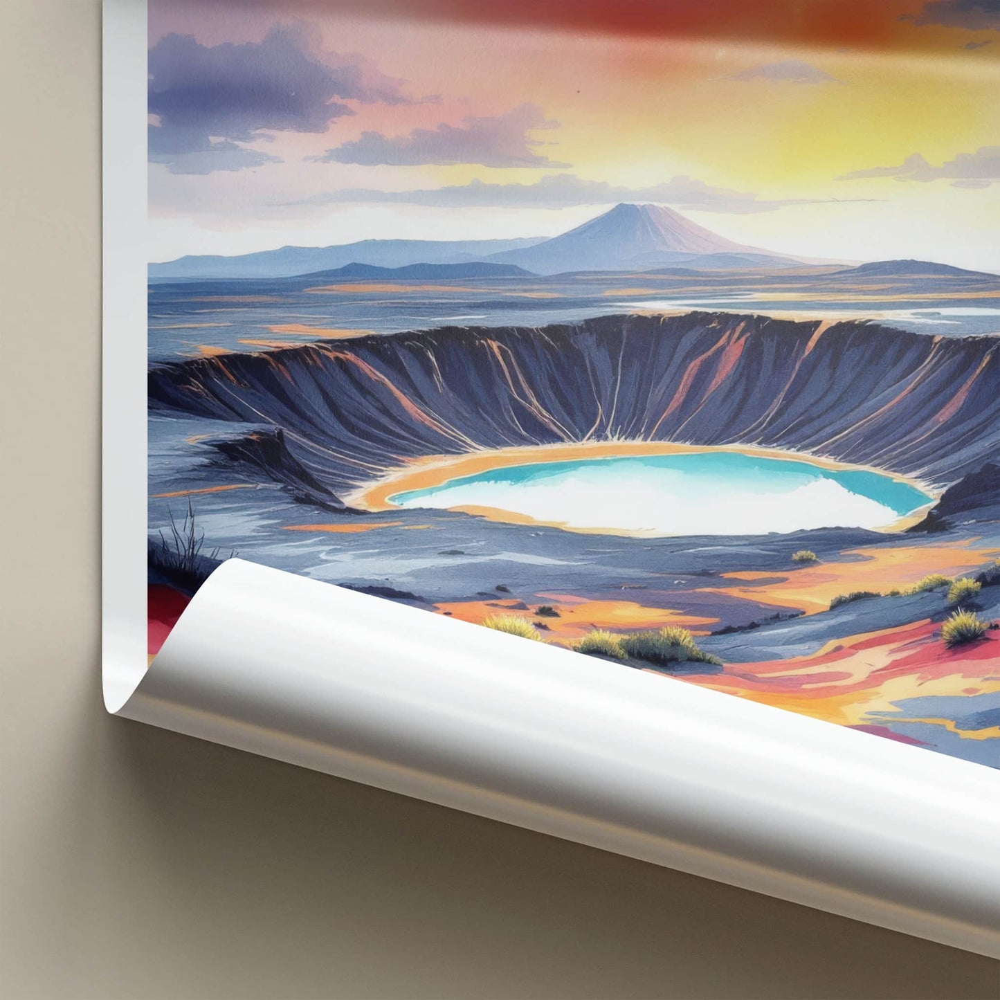 Krafla Poster - Iceland Wall Art - Vibrant Crater Lake Home Decor