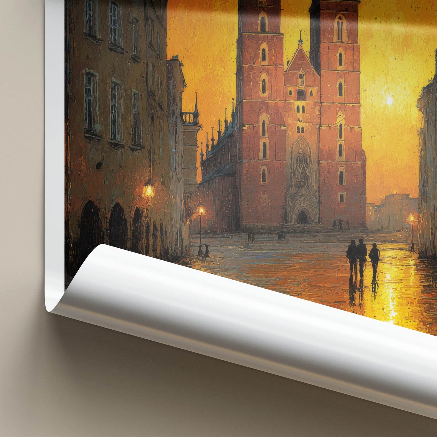 Krakow Poster - Poland Travel Art - Golden City Glow Gallery Art