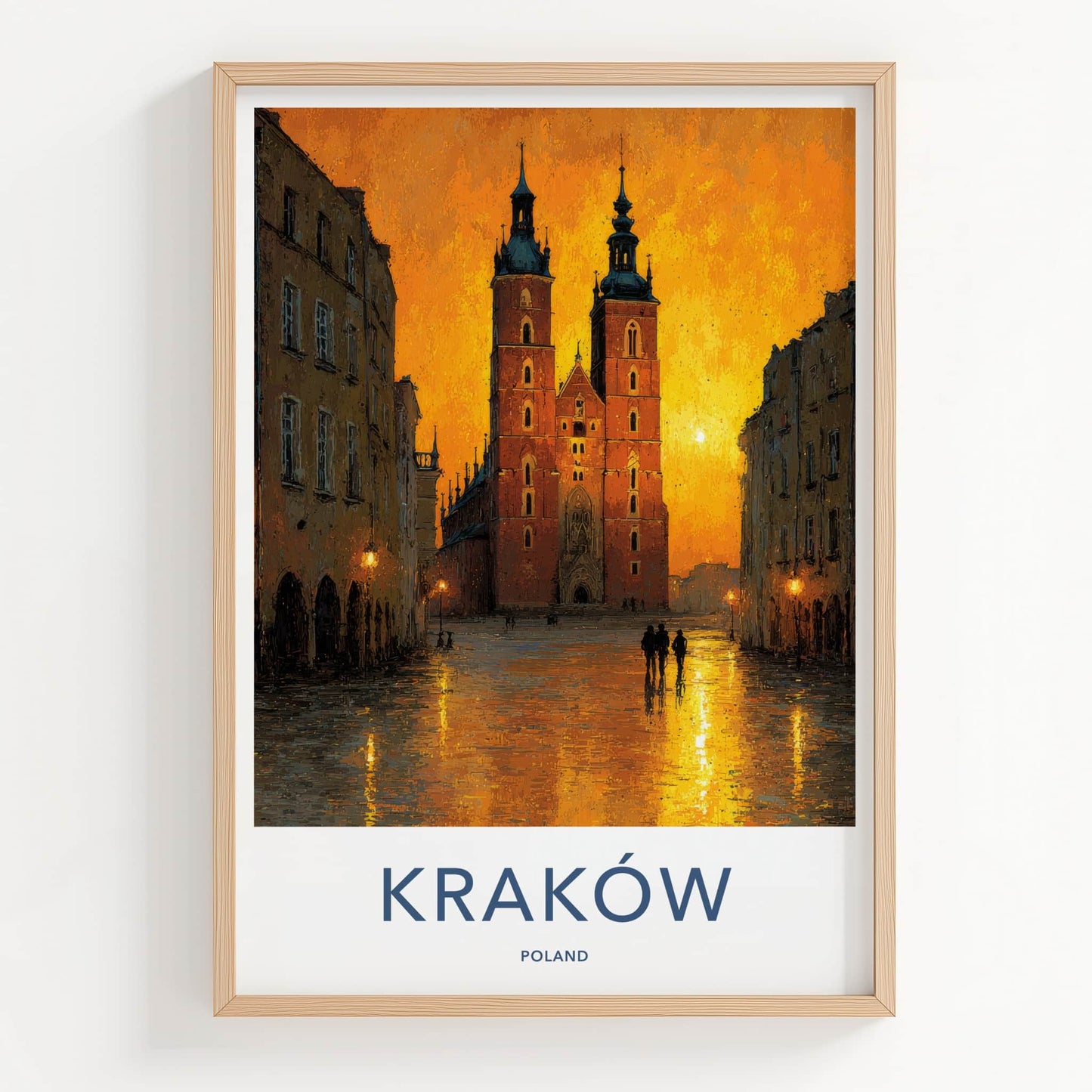 Krakow Poster - Poland Travel Art - Golden City Glow Gallery Art
