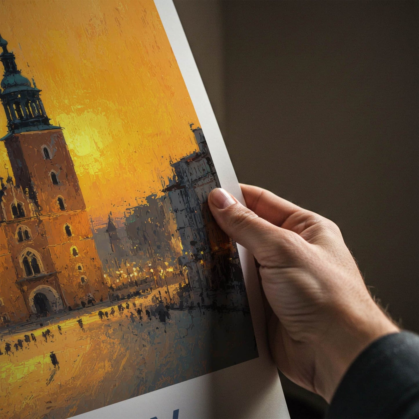 Krakow Poster - Poland Travel Art - Historic Basilica Twilight Wall Decor
