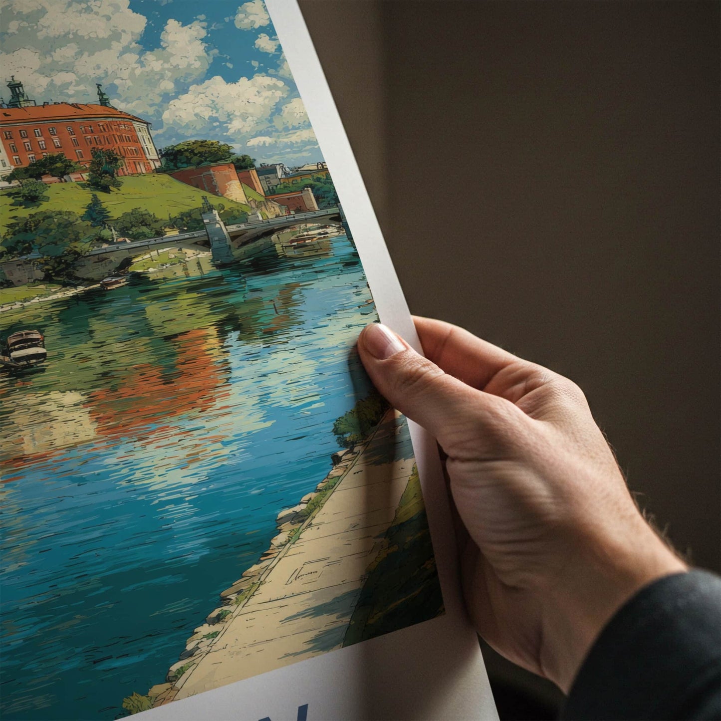 Krakow Poster - Poland Travel Art - Historic Castle River Home Decor
