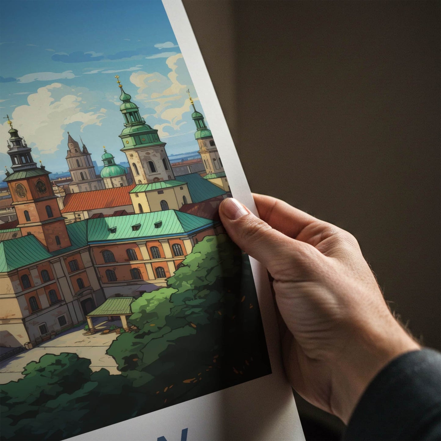 Krakow Poster - Poland Travel Art - Historic Cityscape View Home Decor