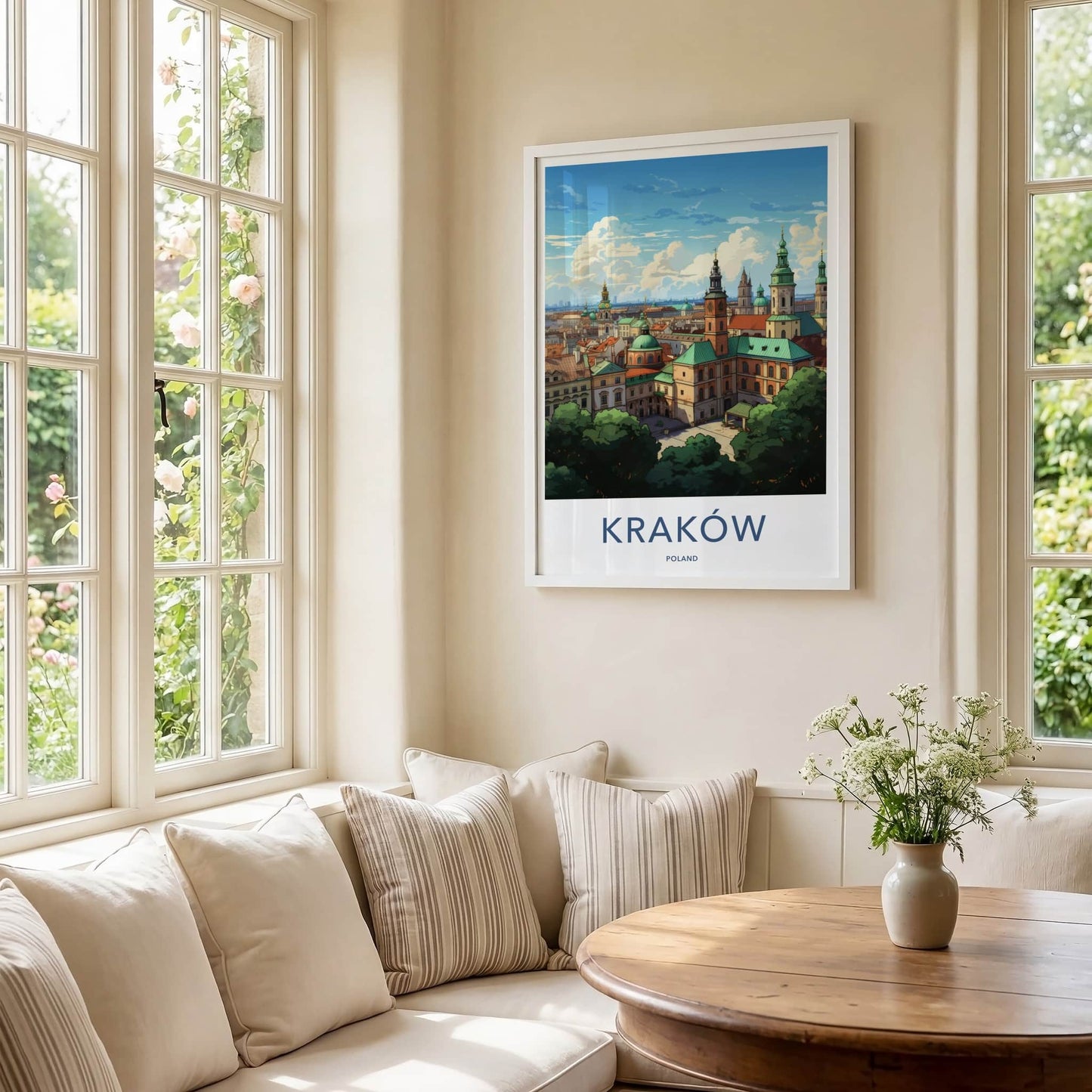 Krakow Poster - Poland Travel Art - Historic Cityscape View Home Decor