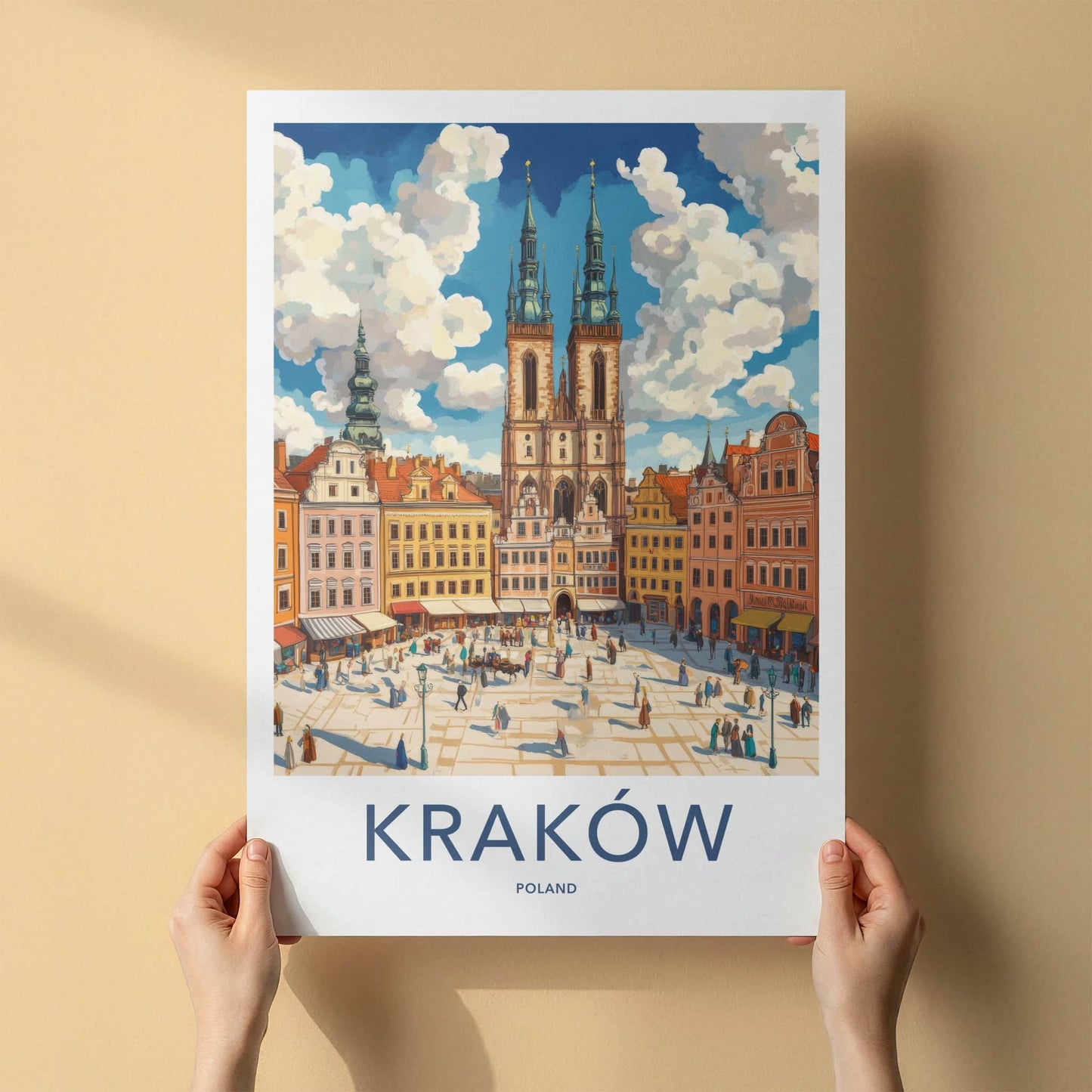 Krakow Poster - Poland Travel Art - Historic Market Square Home Decor