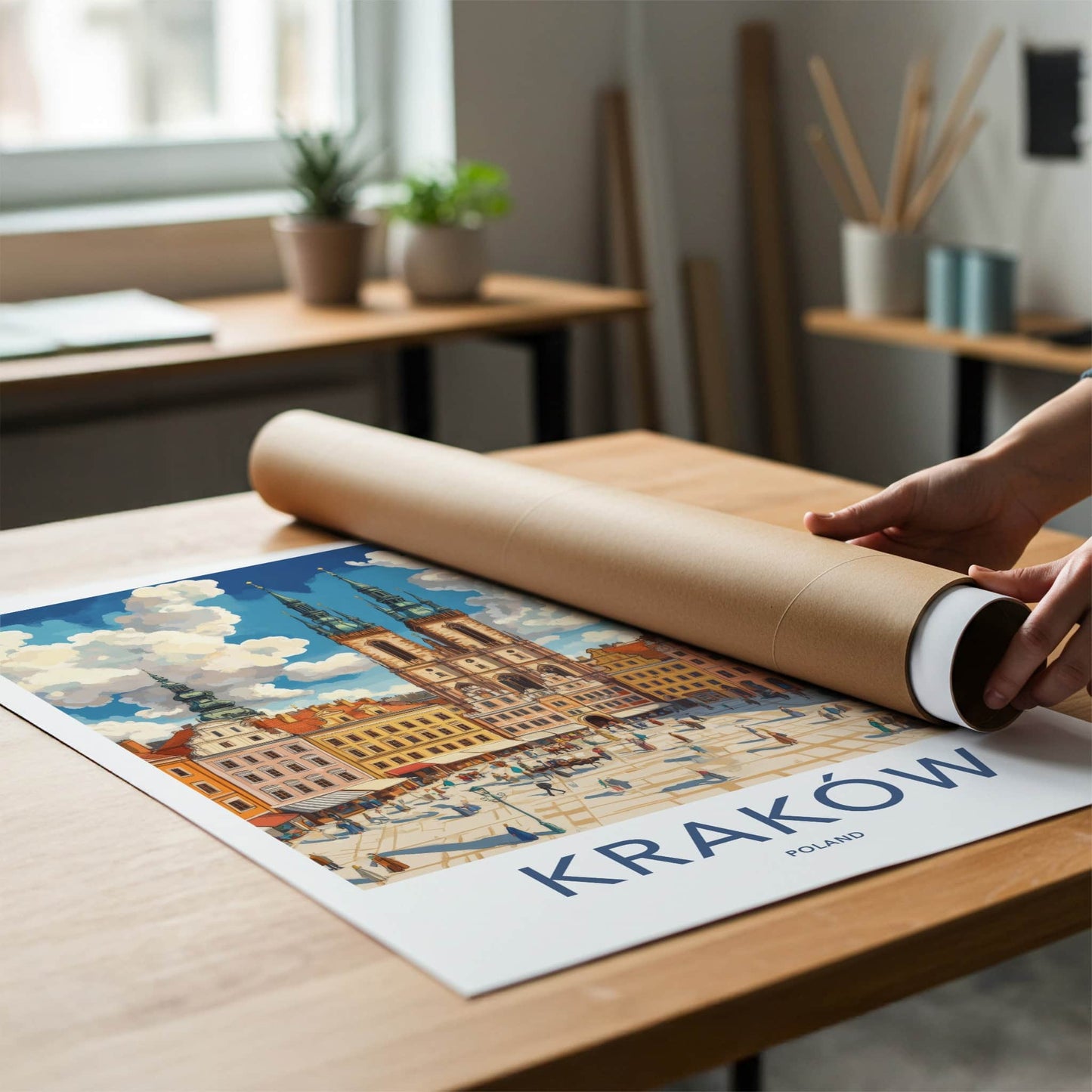 Krakow Poster - Poland Travel Art - Historic Market Square Home Decor