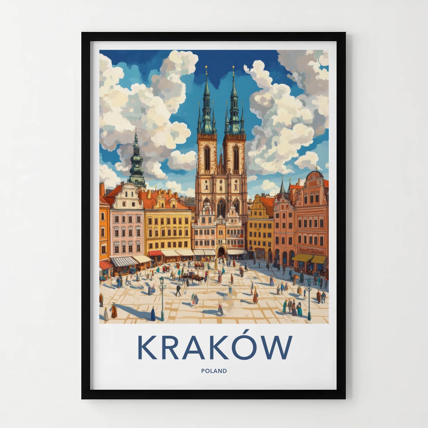 Krakow Poster - Poland Travel Art - Historic Market Square Home Decor
