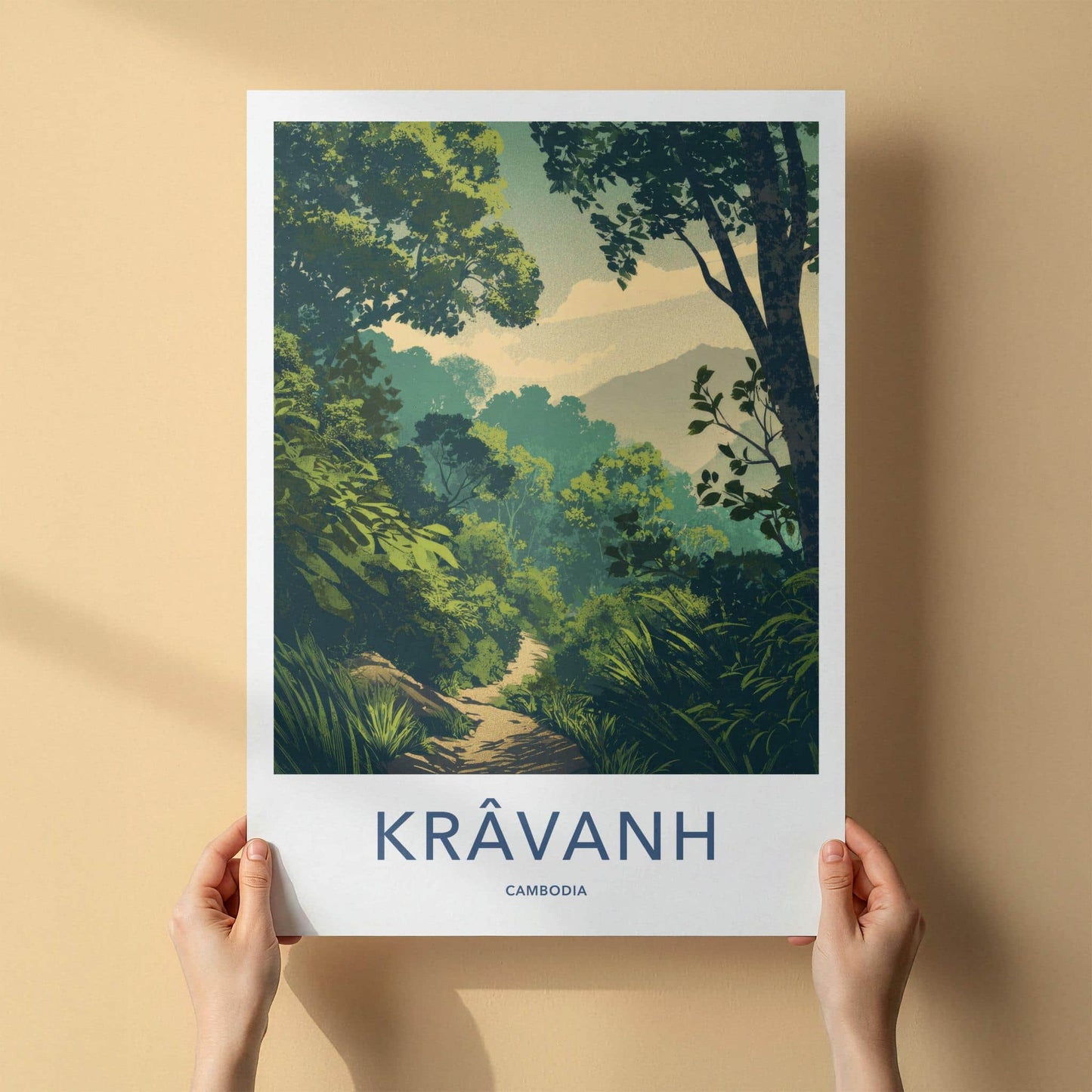 Kravanh Poster - Cambodia Travel Art - Lush Jungle Path Home Decor
