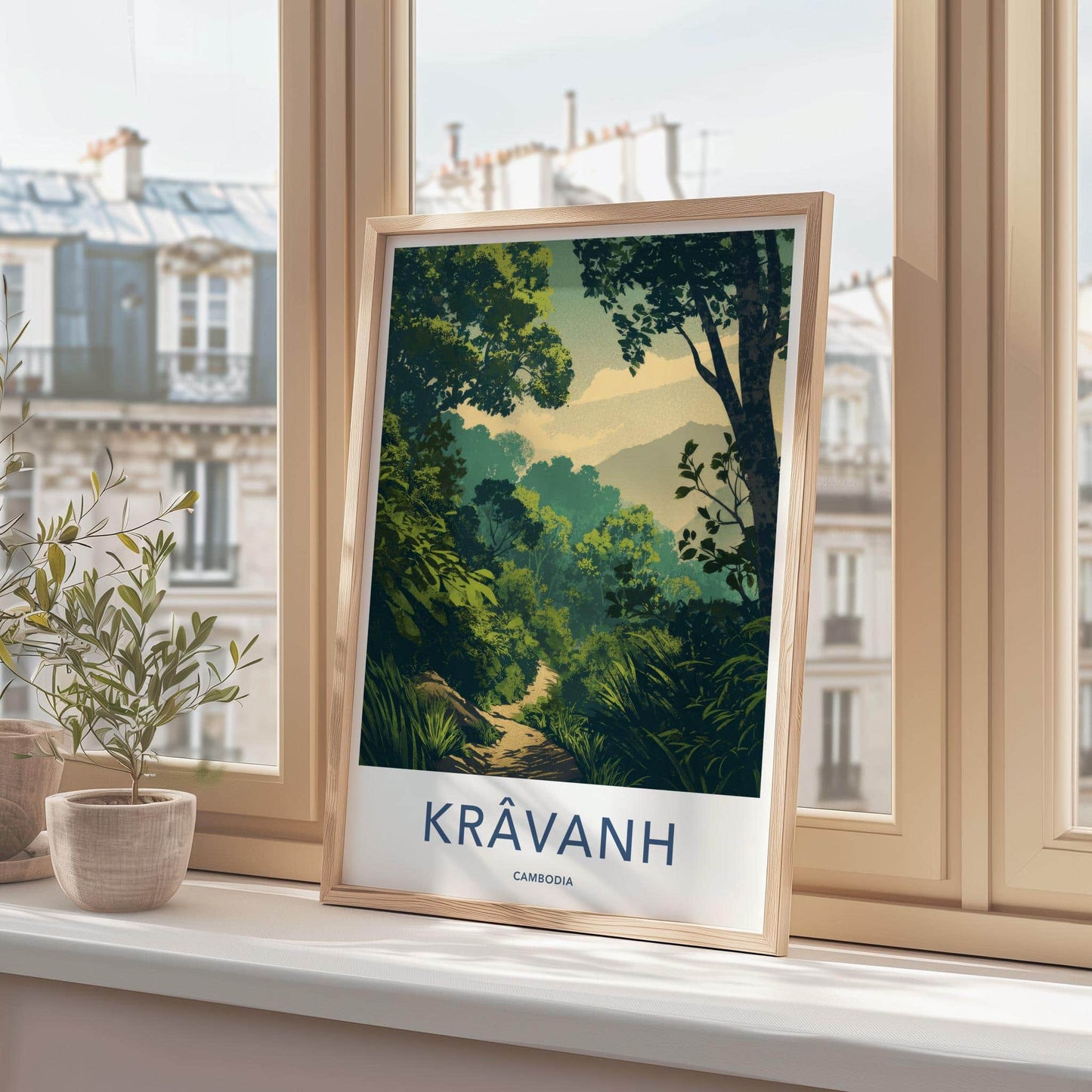 Kravanh Poster - Cambodia Travel Art - Lush Jungle Path Home Decor