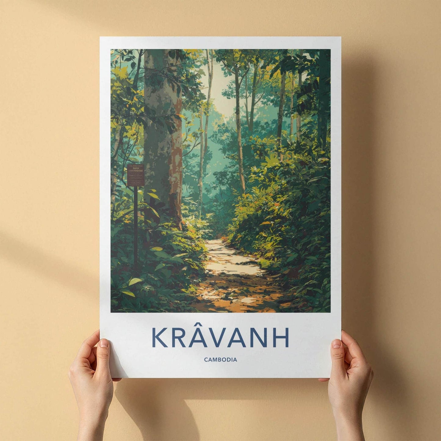 Kravanh Poster - Cambodia Wall Art - Sunlit Forest Path Home Decor
