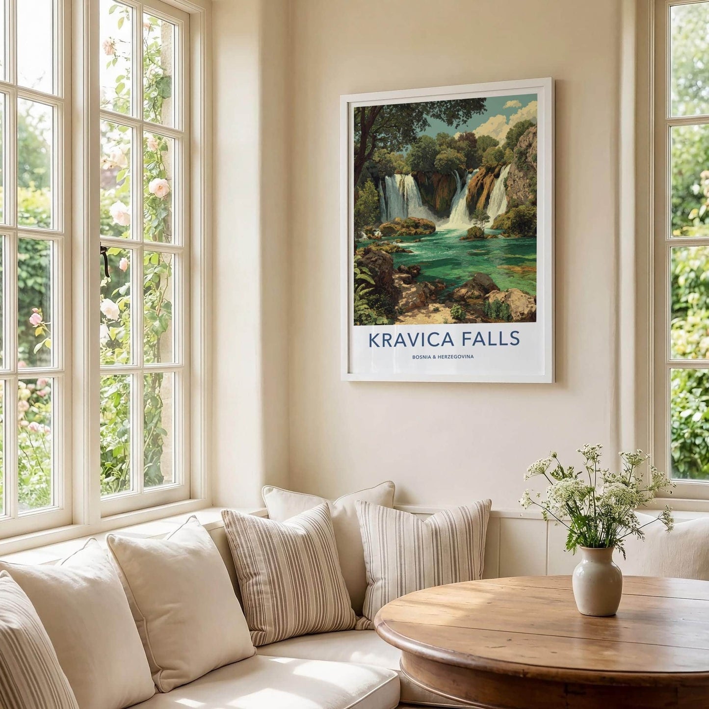 Kravica Falls Poster - Bosnia And Herzegovina Travel Art - Lush Cascading Turquoise Home Decor