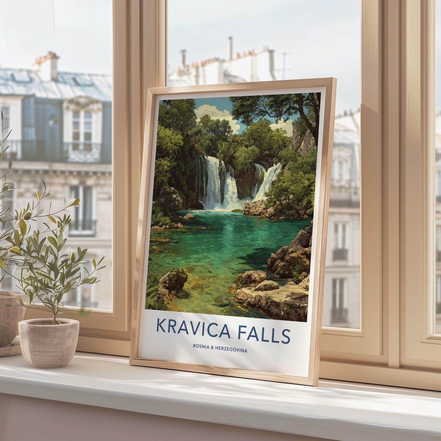 Kravica Falls Poster - Bosnia and Herzegovina Wall Art - Lush Green Waterfalls Gift