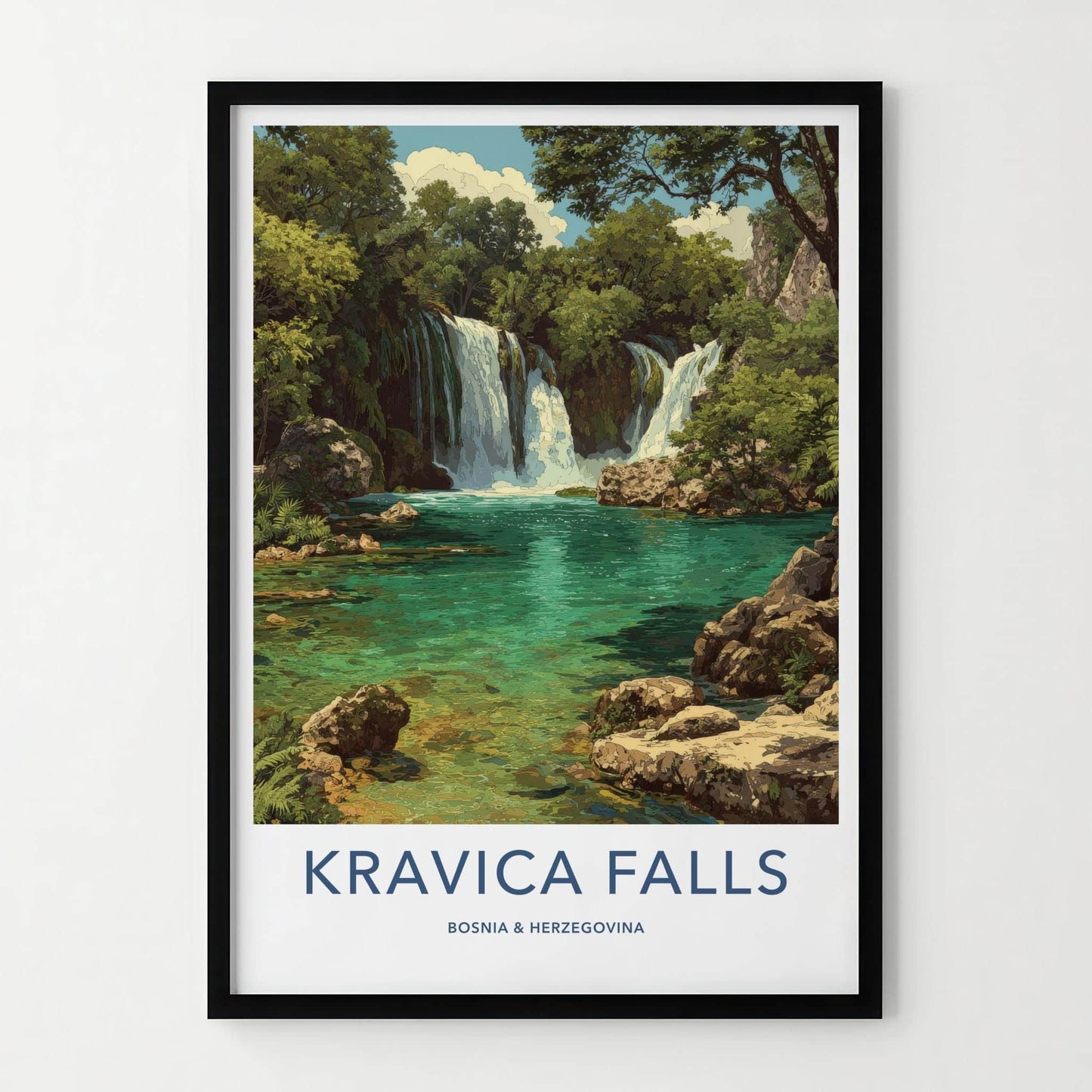 Kravica Falls Poster - Bosnia and Herzegovina Wall Art - Lush Green Waterfalls Gift