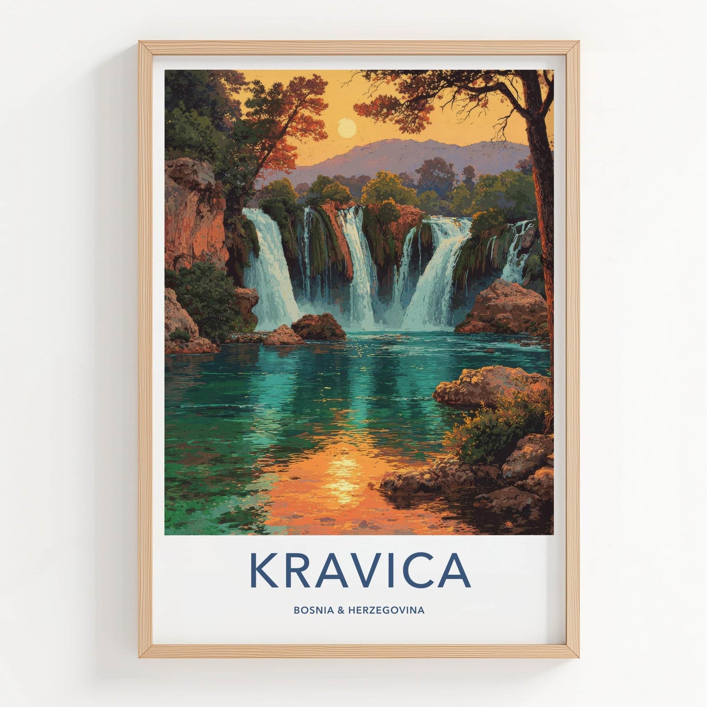 Kravica Poster - Bosnia and Herzegovina Lush Waterfalls Morning Art Print