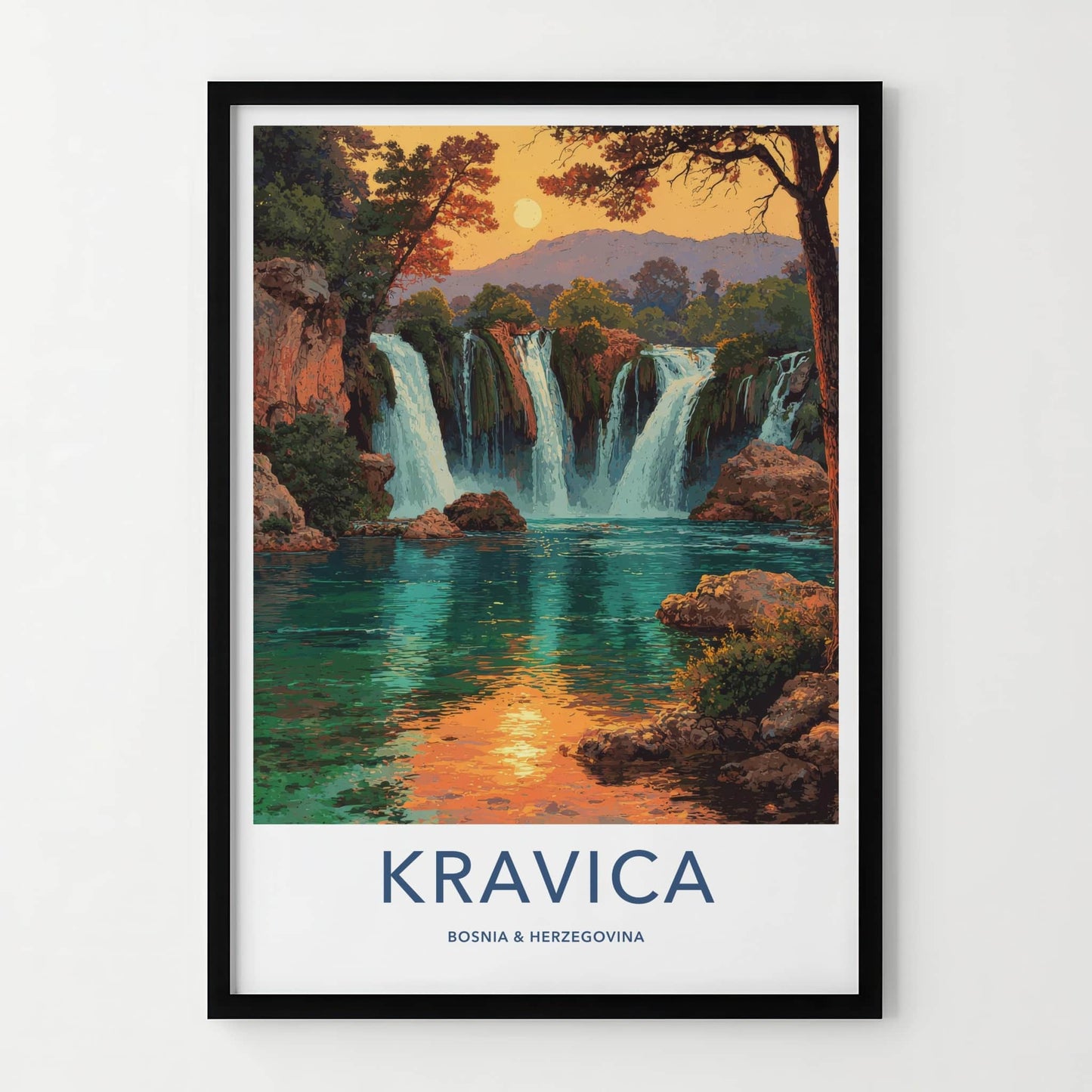 Kravica Poster - Bosnia and Herzegovina Lush Waterfalls Morning Art Print