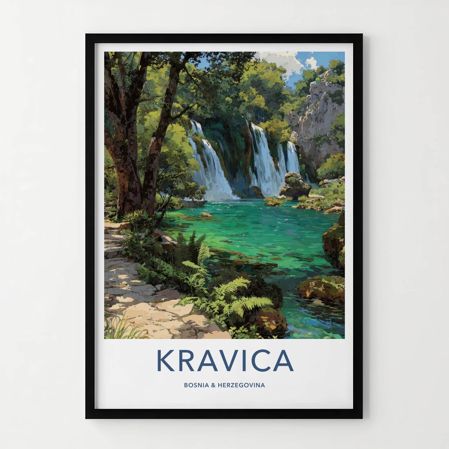 Kravica Poster - Bosnia & Herzegovina Cascading Emerald Waters Gallery Art