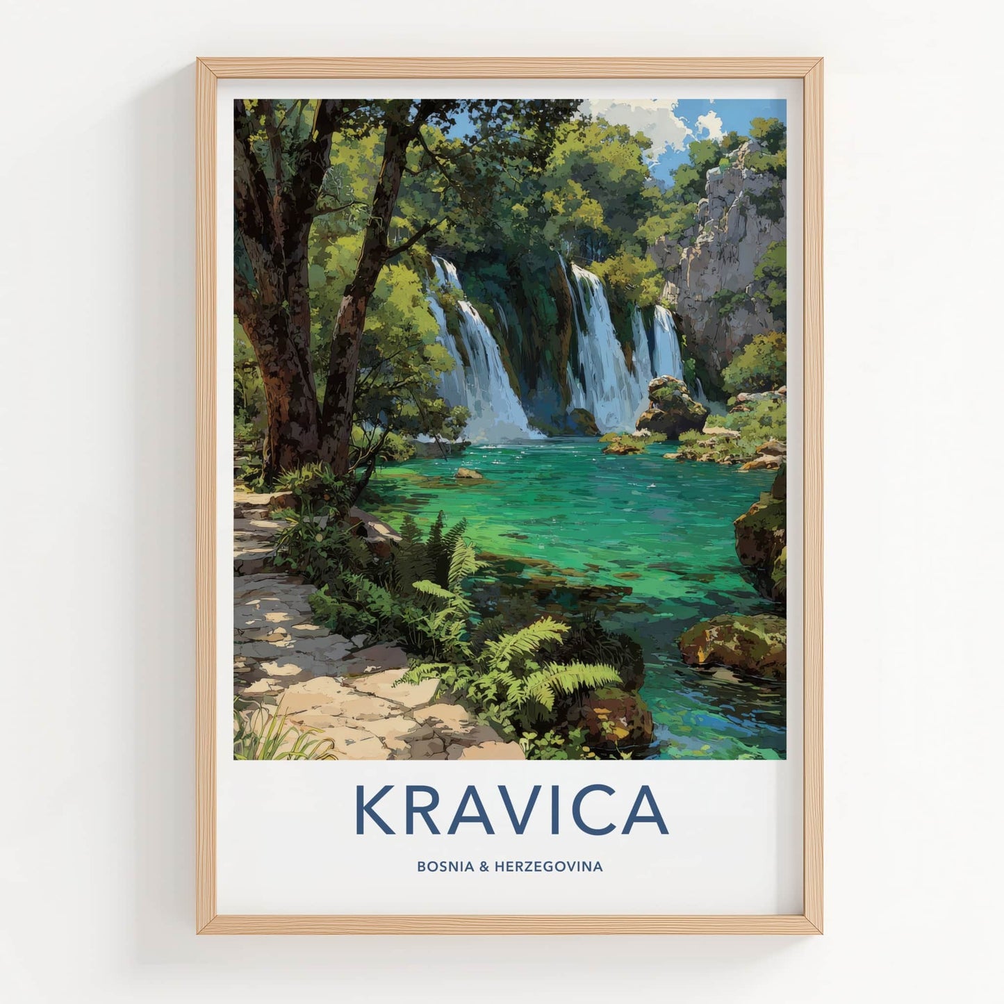 Kravica Poster - Bosnia & Herzegovina Cascading Emerald Waters Gallery Art