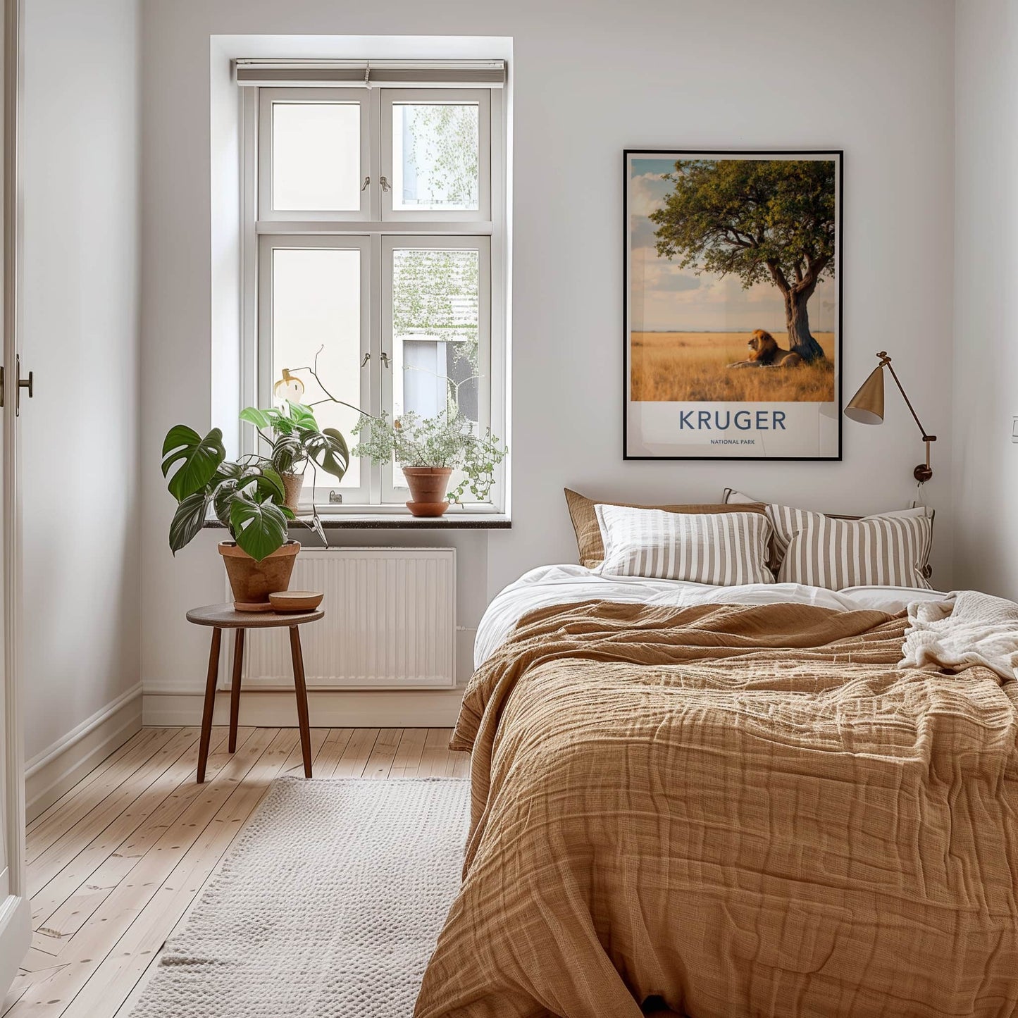 Kruger National Park Poster - South Africa Art Print - Lying Lion Savanna Wall Decor