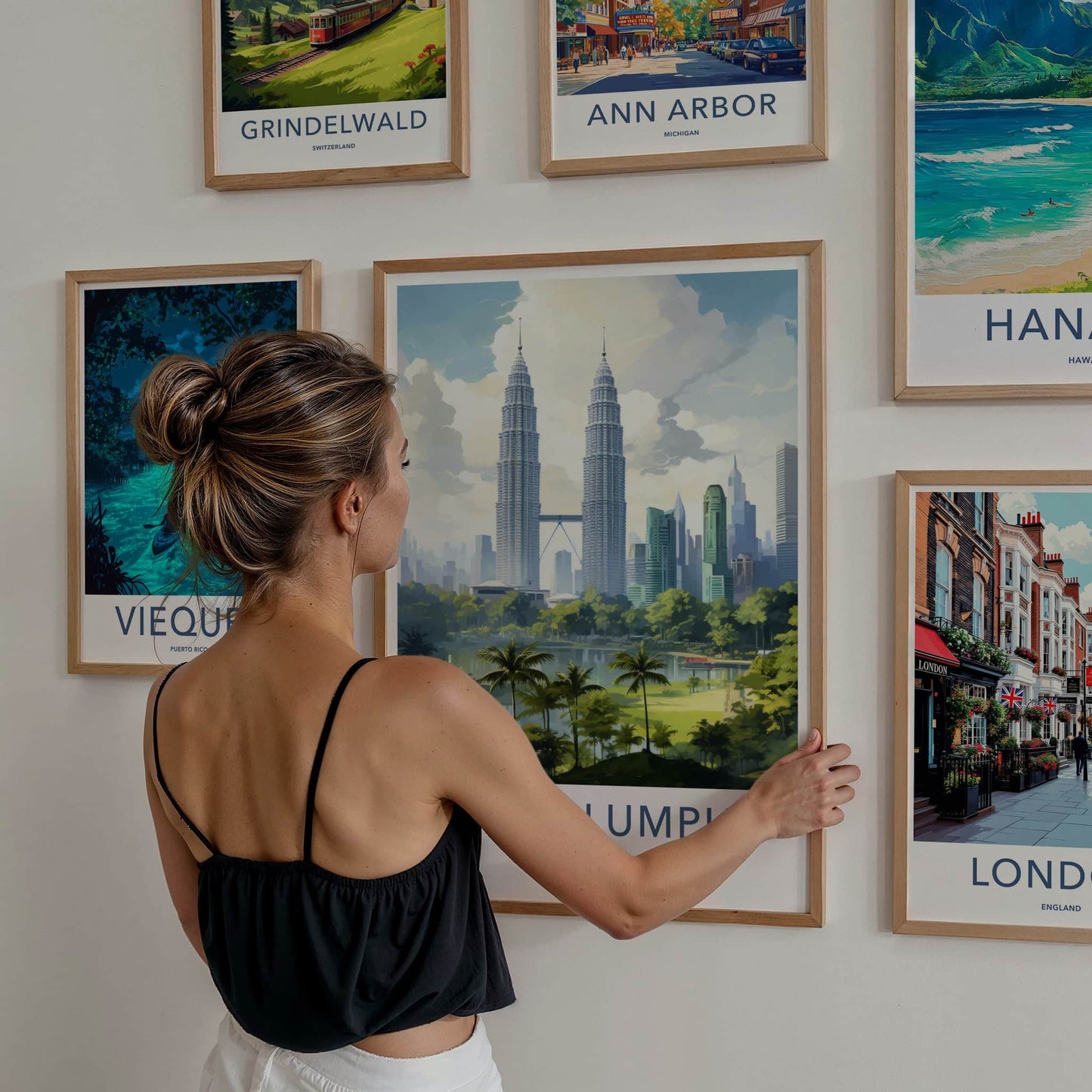 Kuala Lumpur Poster - Malaysia Travel Art - Twin Towers Lake Home Decor