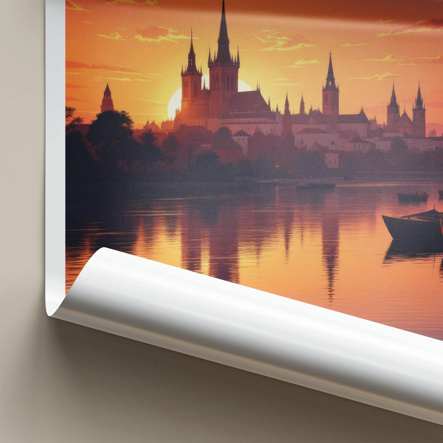 Kujawy Poster - Poland Travel Art - Fiery Sunset Skyline Wall Decor
