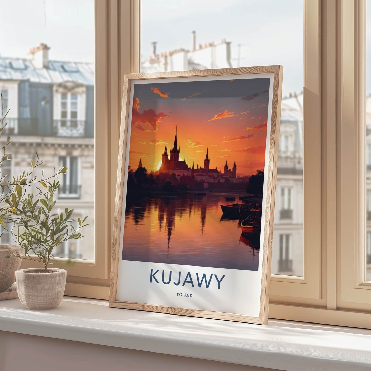 Kujawy Poster - Poland Travel Art - Fiery Sunset Skyline Wall Decor