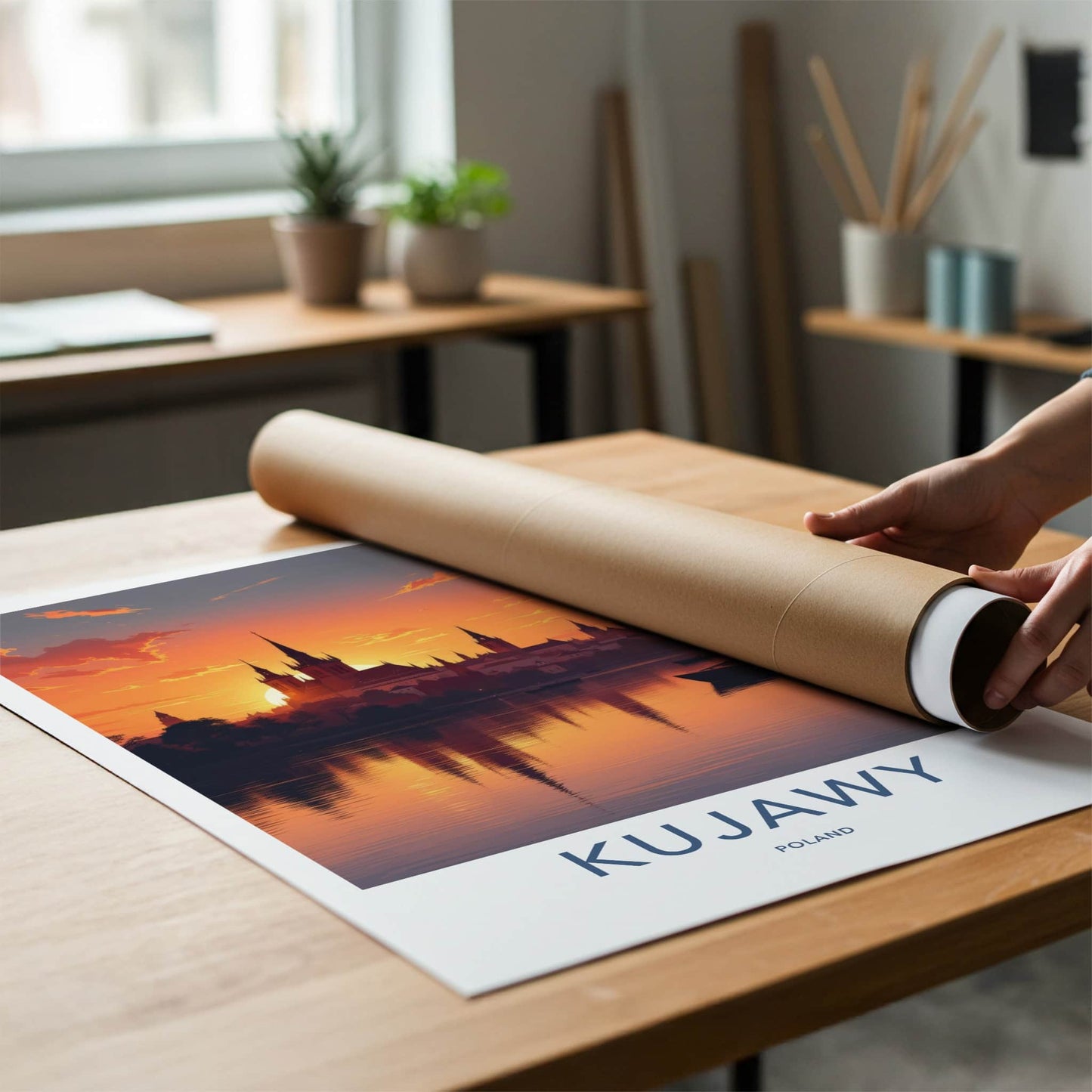 Kujawy Poster - Poland Travel Art - Fiery Sunset Skyline Wall Decor