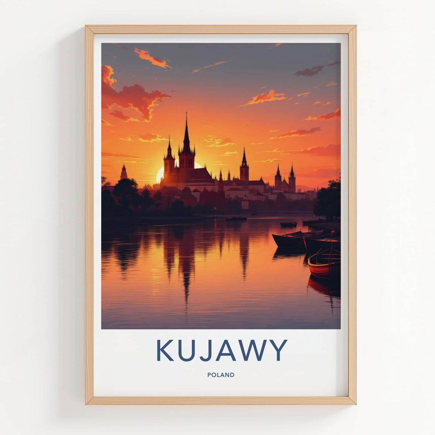 Kujawy Poster - Poland Travel Art - Fiery Sunset Skyline Wall Decor