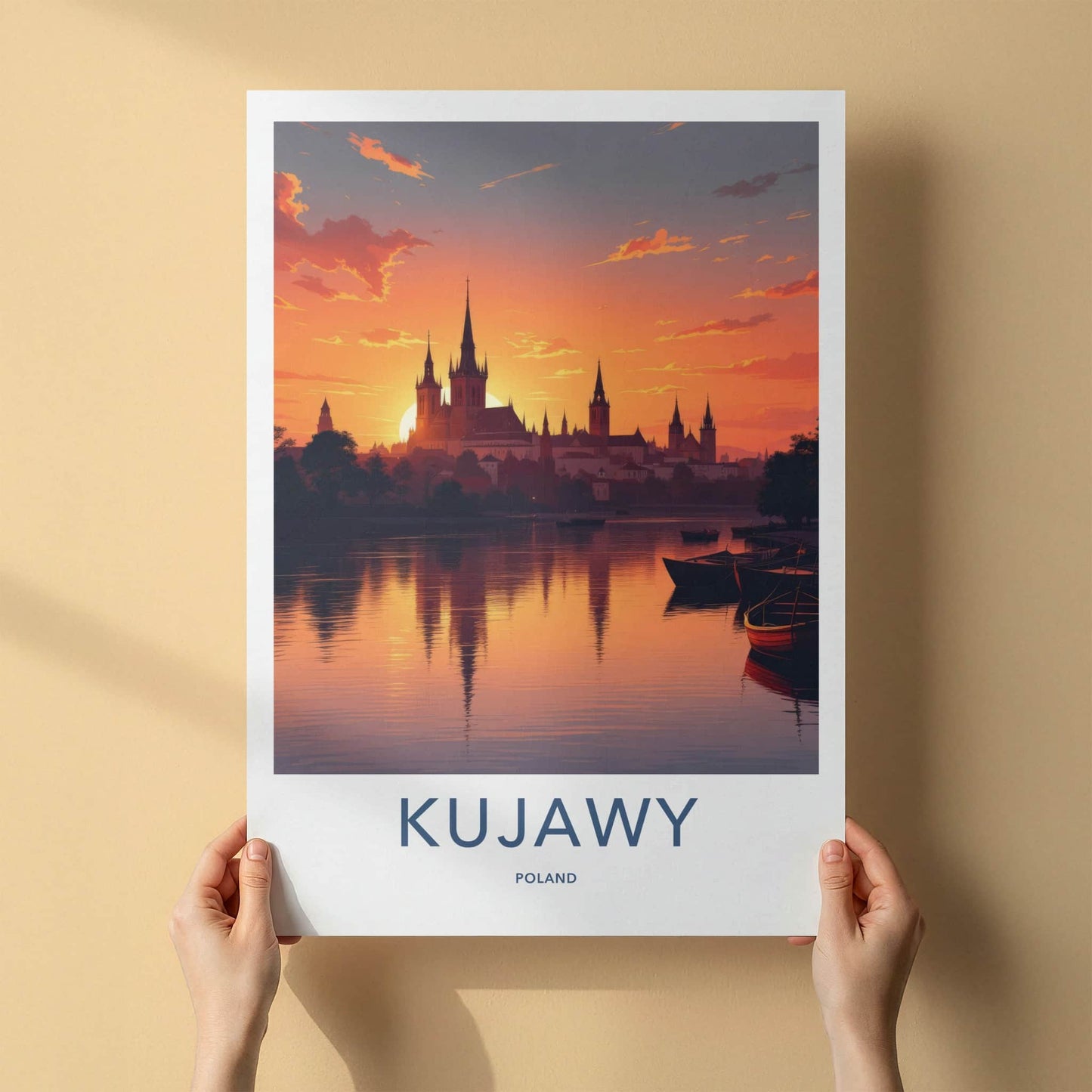 Kujawy Poster - Poland Travel Art - Fiery Sunset Skyline Wall Decor
