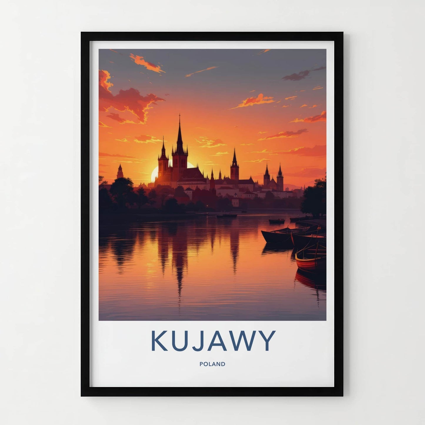Kujawy Poster - Poland Travel Art - Fiery Sunset Skyline Wall Decor