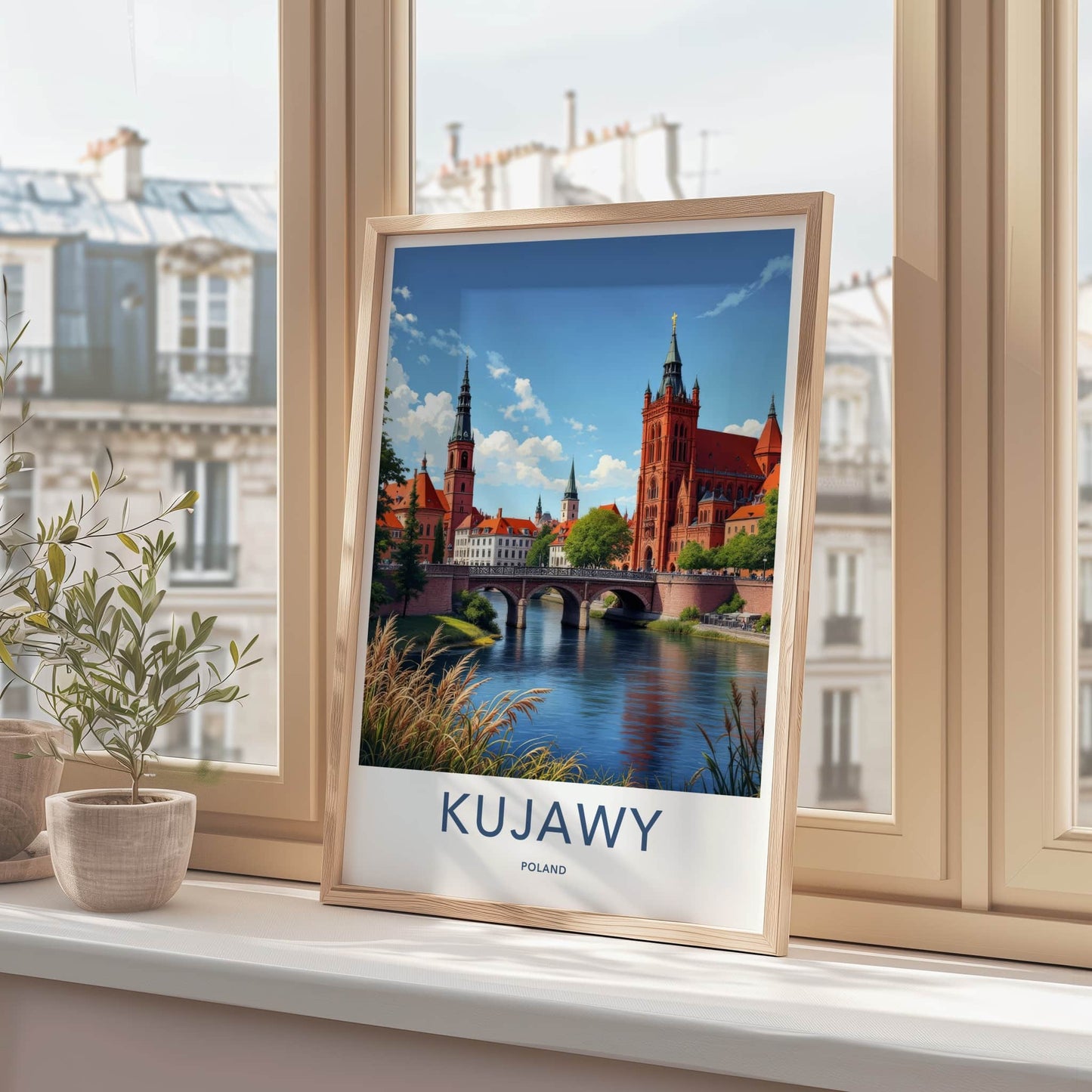 Kujawy Poster - Poland Travel Print - Historic River City Home Decor