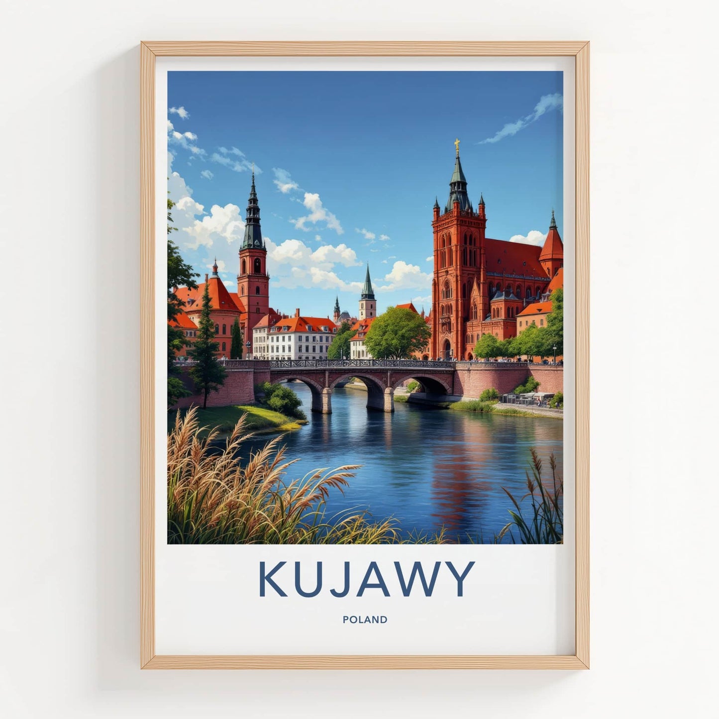 Kujawy Poster - Poland Travel Print - Historic River City Home Decor
