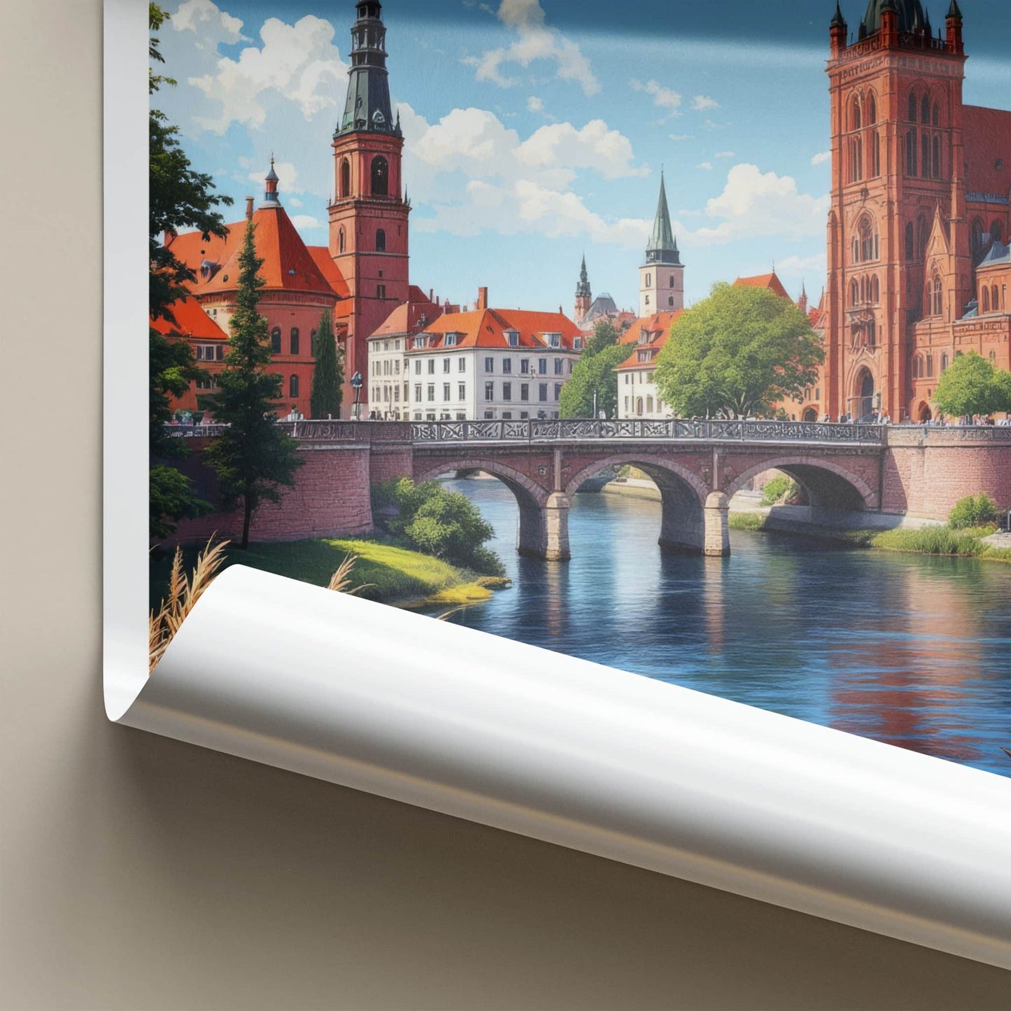 Kujawy Poster - Poland Travel Print - Historic River City Home Decor