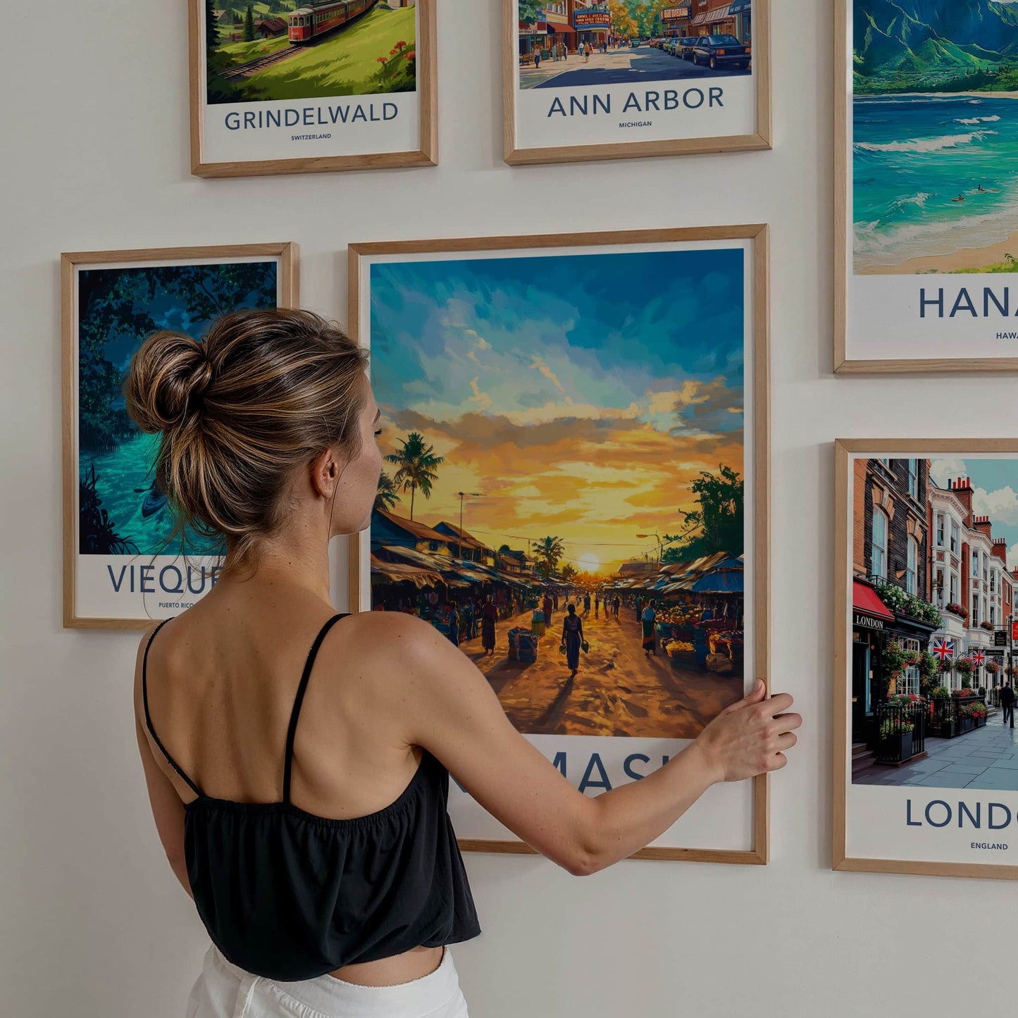 Kumasi Poster - Ghana Travel Art - Lively Street Sunset Home Decor