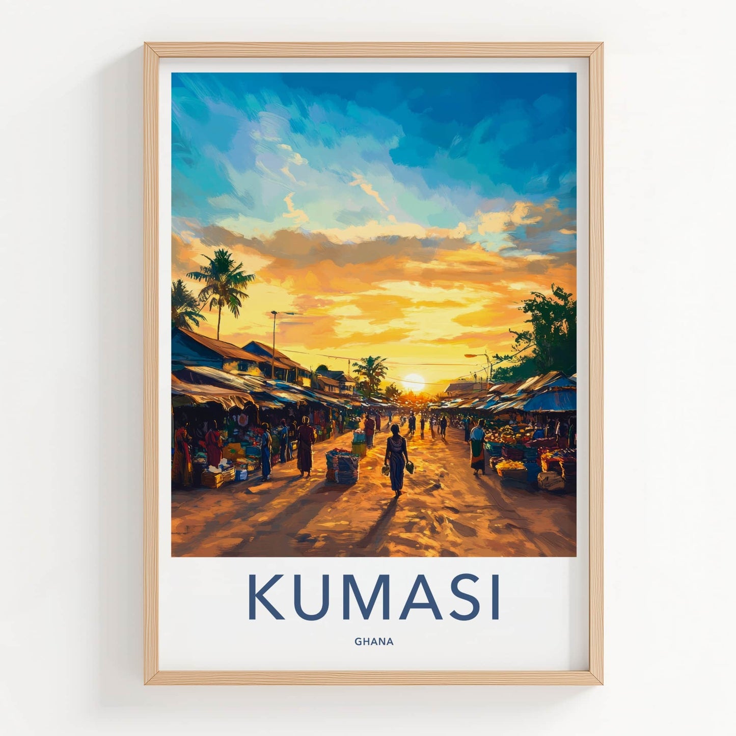 Kumasi Poster - Ghana Travel Art - Lively Street Sunset Home Decor