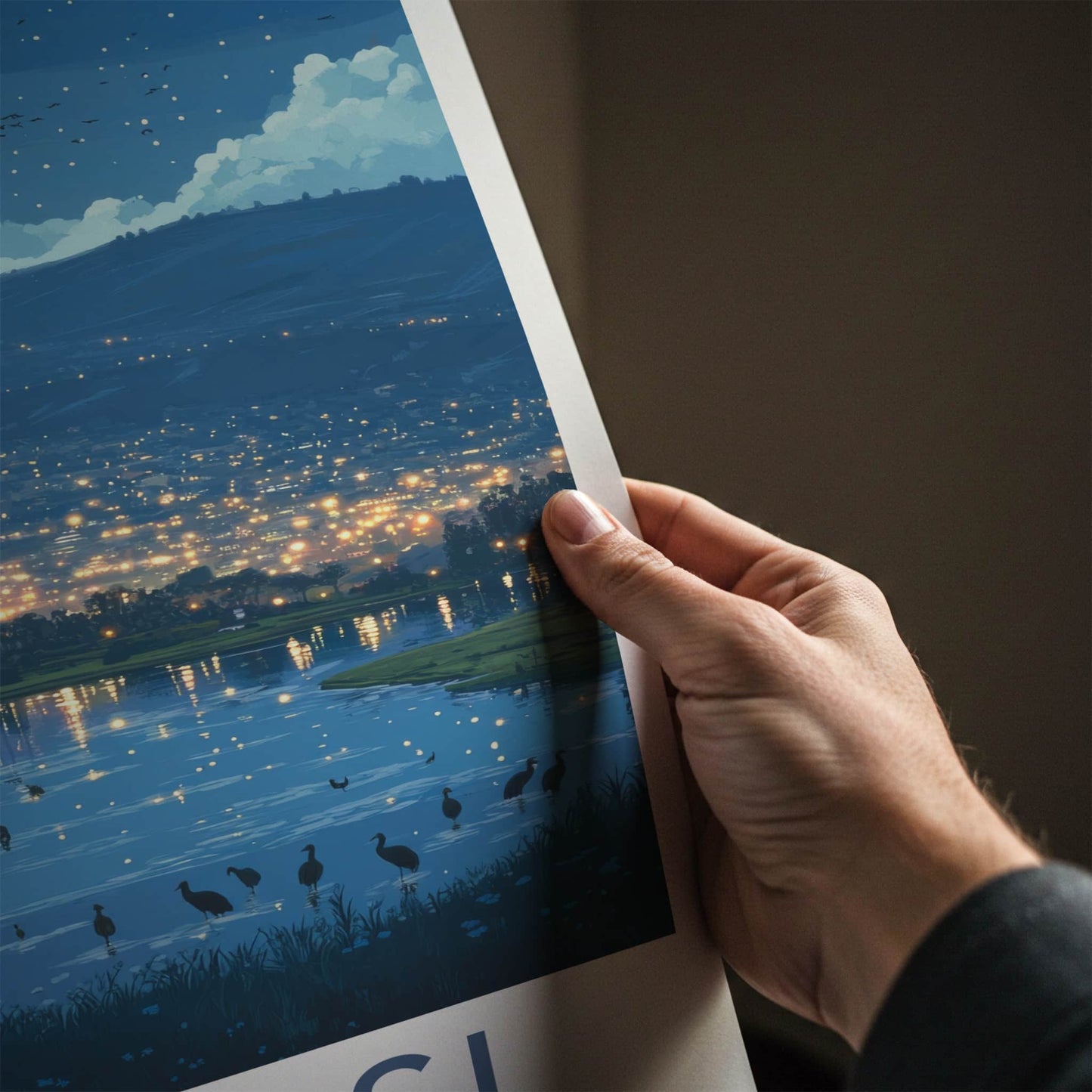 Kumasi Poster - Ghana Travel Art - Moonlit city reflections Home Decor
