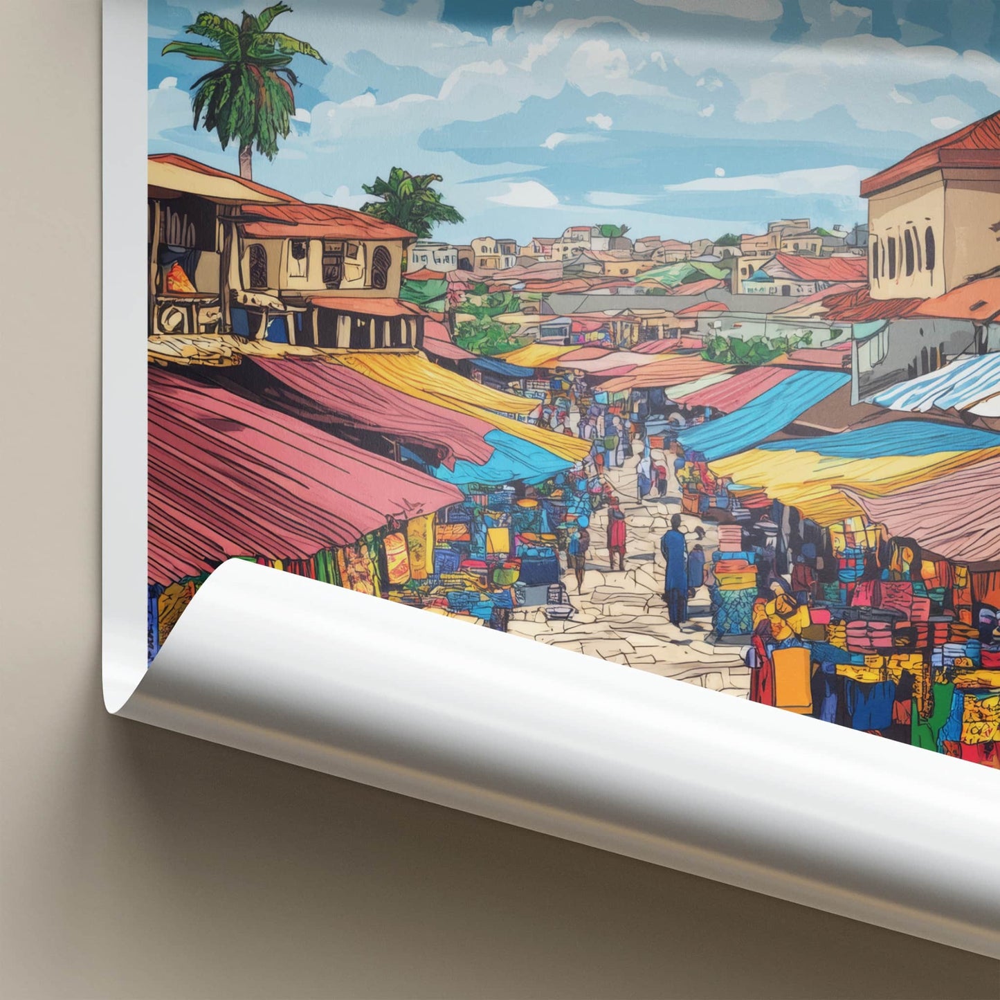 Kumasi Poster - Ghana Wall Art - Bustling Urban Marketplace Home Decor
