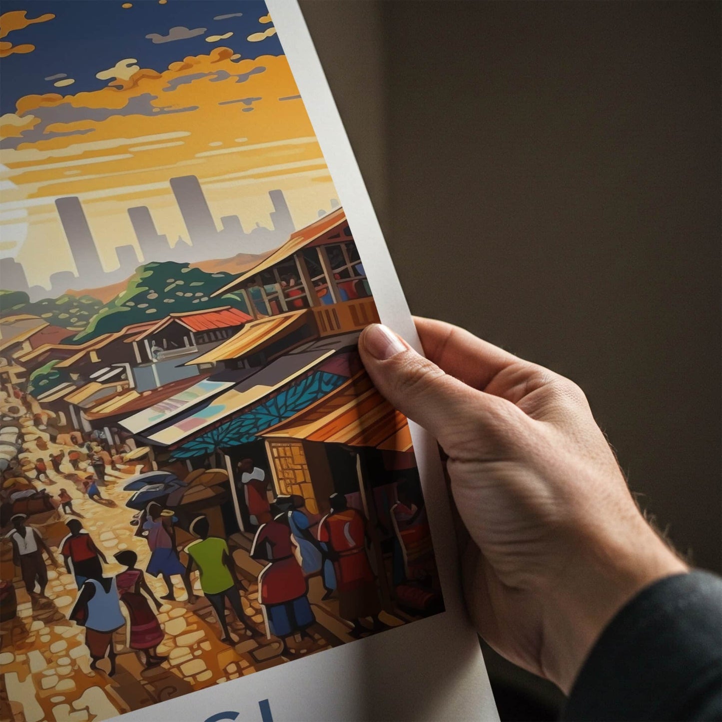 Kumasi Poster - Ghana Wall Art - Vibrant Street Market Home Decor
