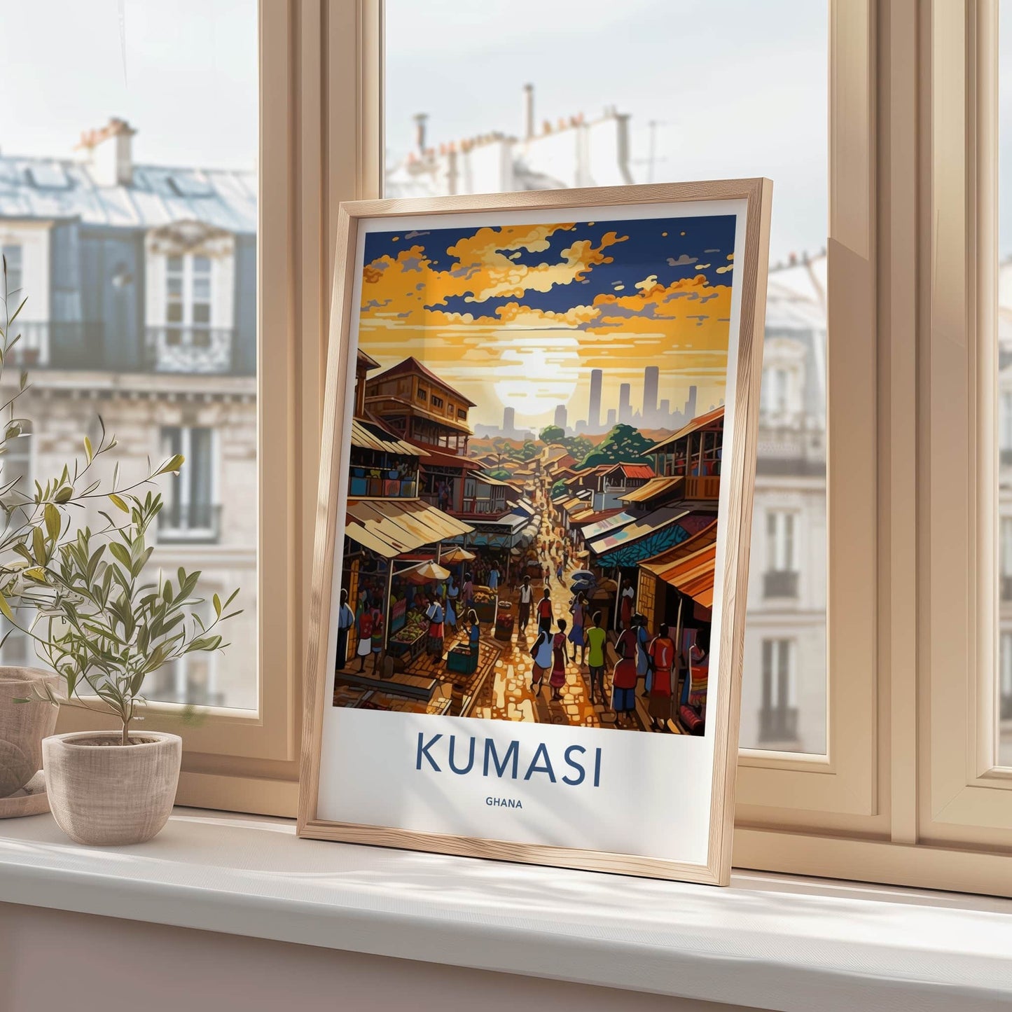 Kumasi Poster - Ghana Wall Art - Vibrant Street Market Home Decor