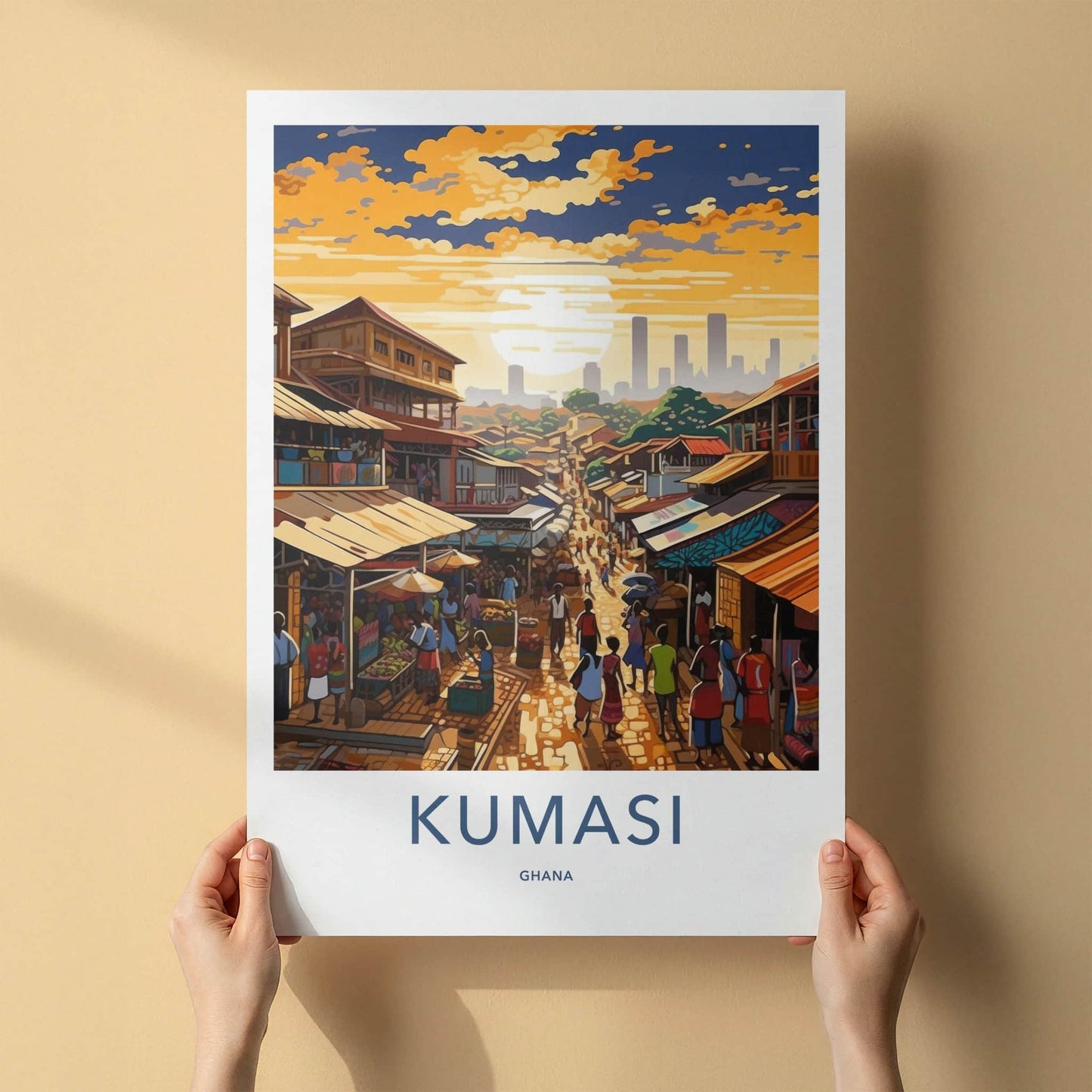 Kumasi Poster - Ghana Wall Art - Vibrant Street Market Home Decor