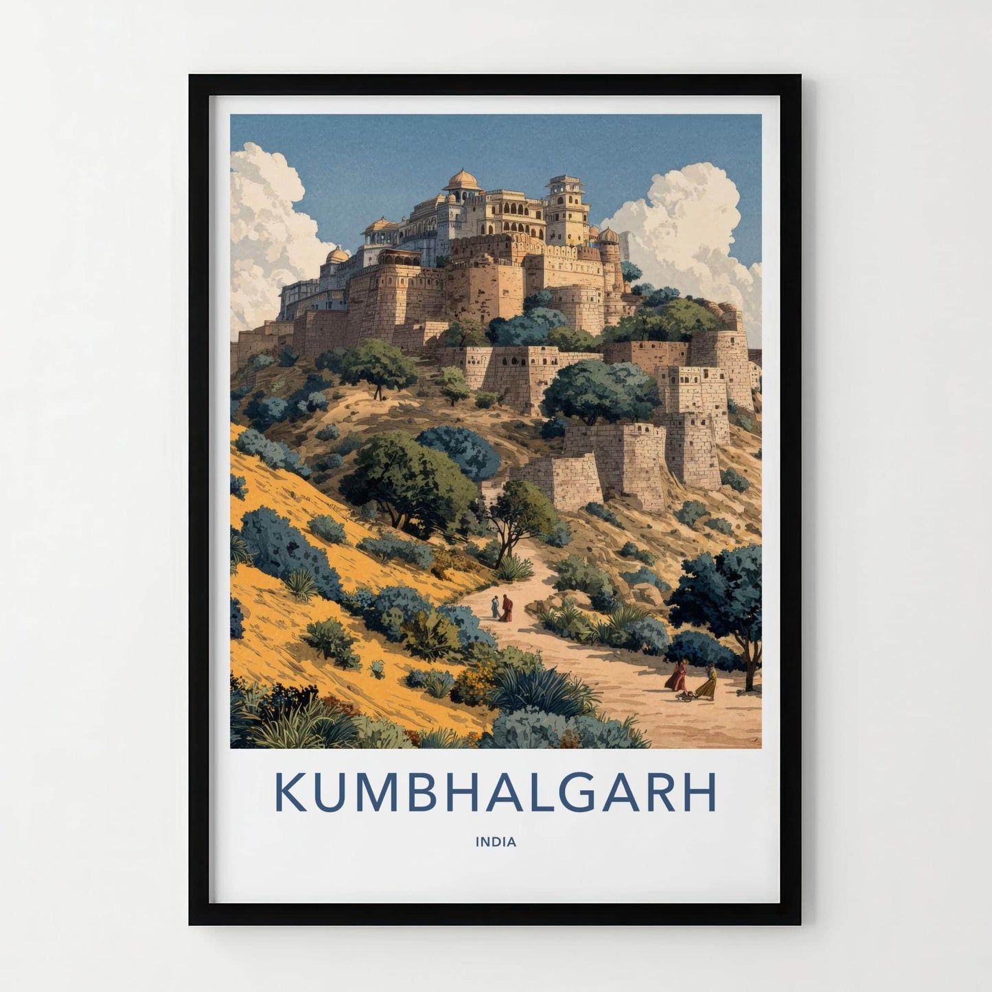 Kumbhalgarh Poster - India Travel Art - Rajasthan Historic Hill Fortress Home Decor