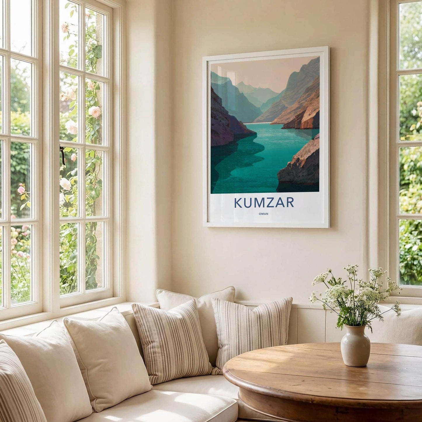 Kumzar Poster - Oman Travel Art - Turquoise Water Cliffs Home Decor