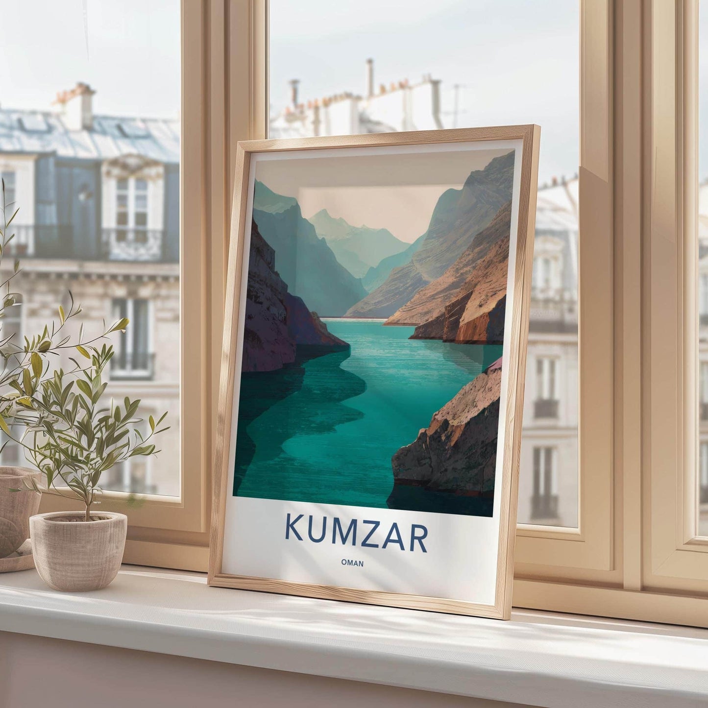 Kumzar Poster - Oman Travel Art - Turquoise Water Cliffs Home Decor