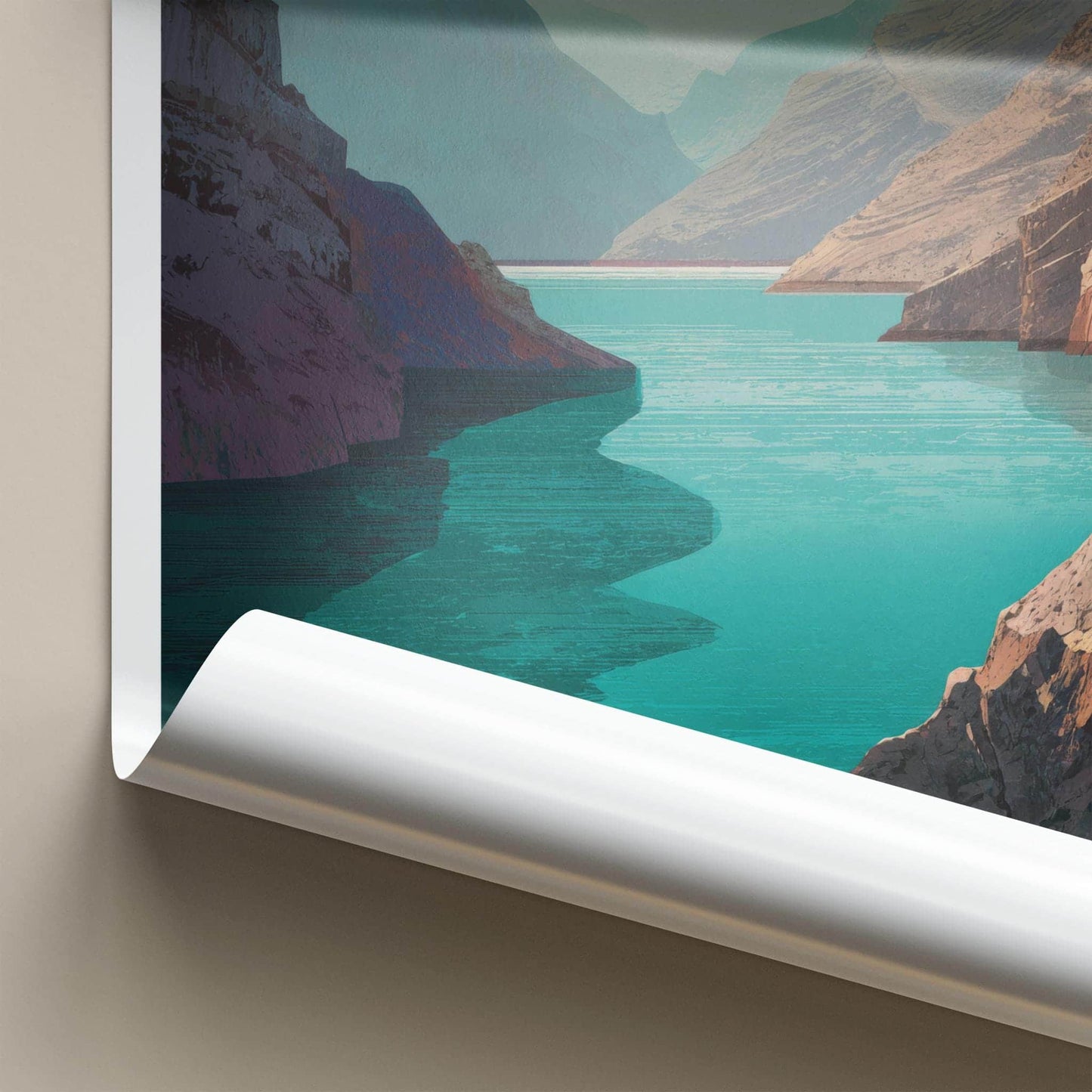 Kumzar Poster - Oman Travel Art - Turquoise Water Cliffs Home Decor