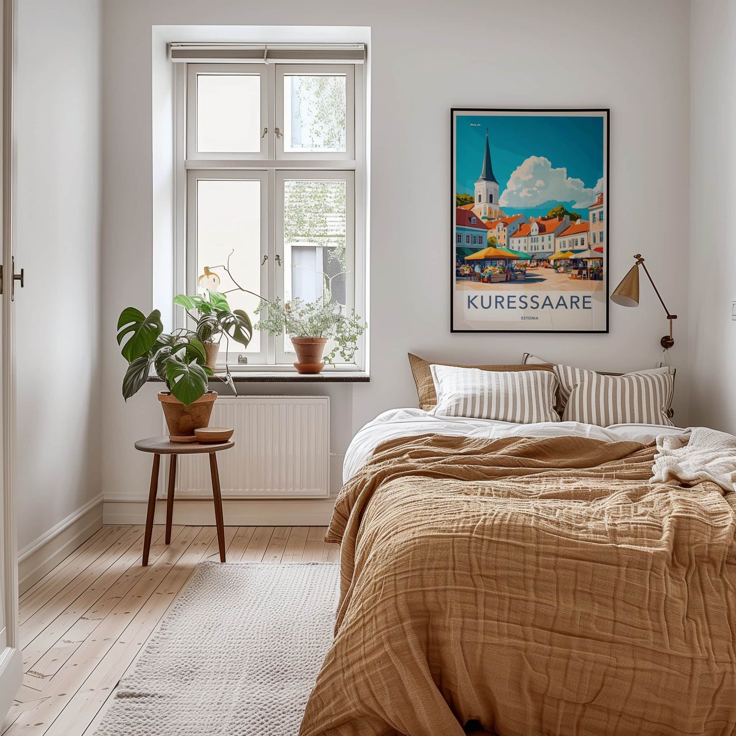 Kuressaare Poster - Estonia Travel Art - Lively town market Home Decor