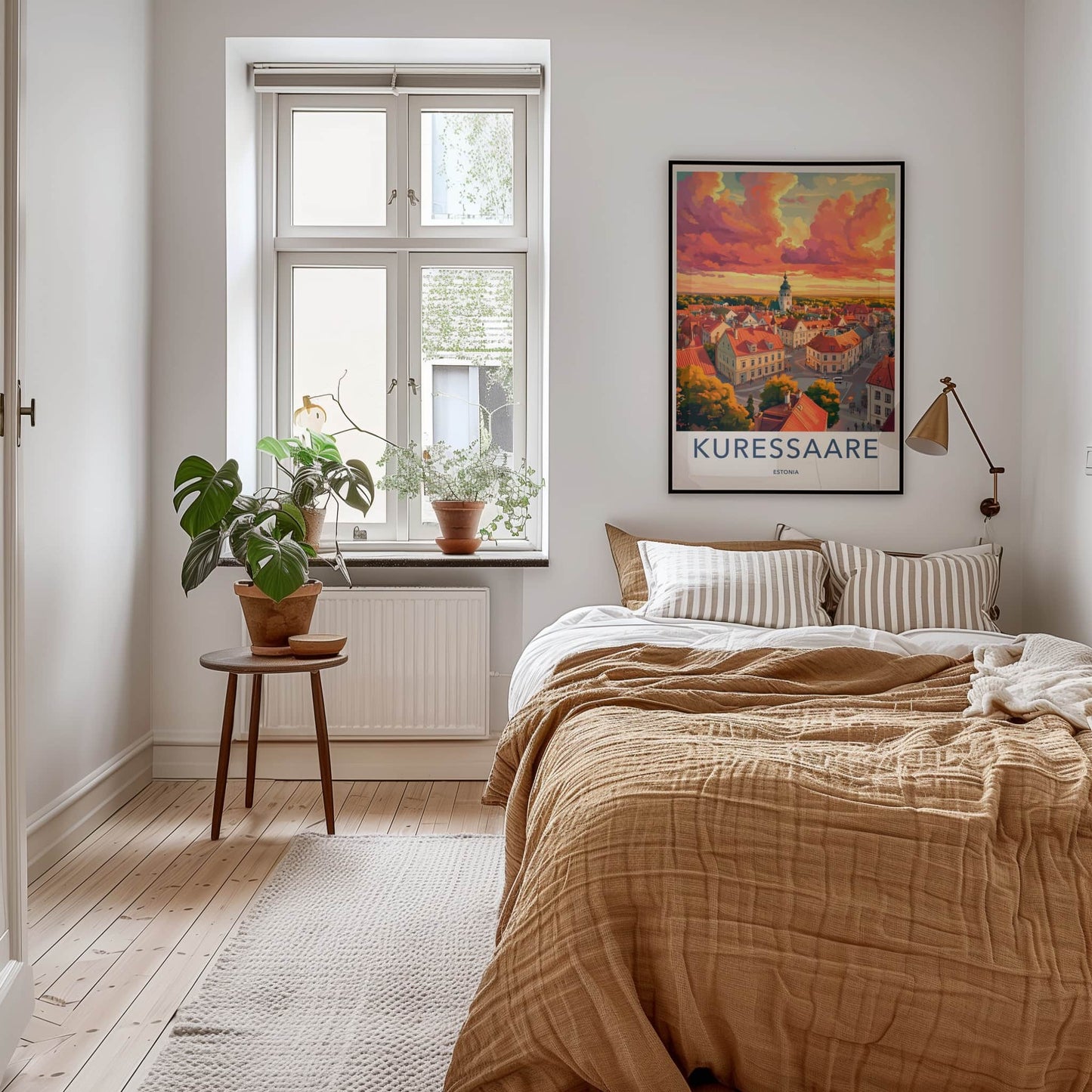 Kuressaare Poster - Estonia Travel Art - Vibrant Rooftop Sunset Home Decor