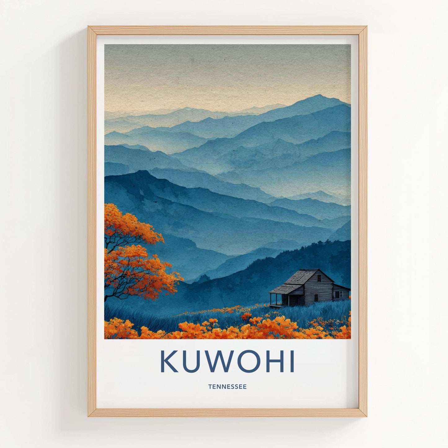Kuwahi Poster - Tennessee Wall Art - Rustic Cabin Scene Home Decor