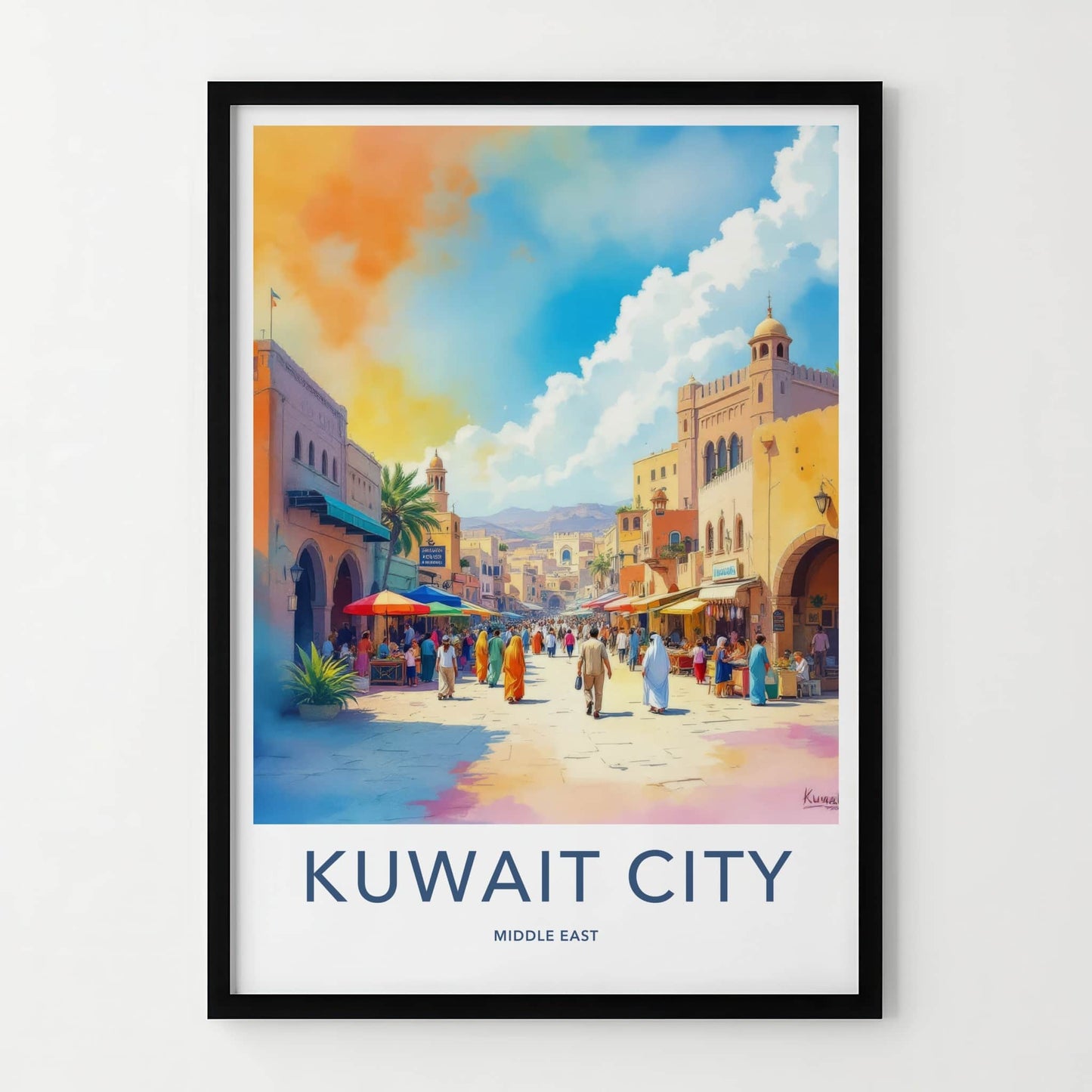Kuwait City Poster - Kuwait Colorful Street Vibrant Home Decor