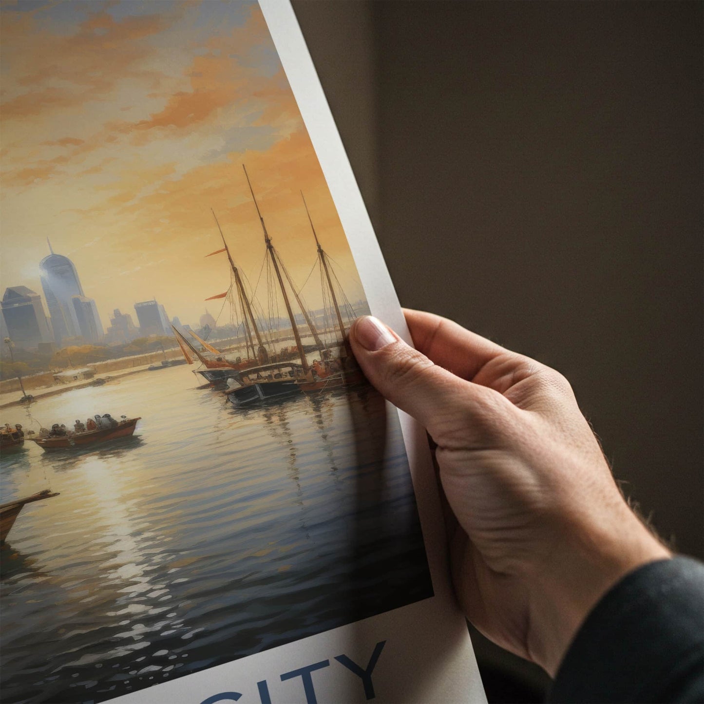 Kuwait City Poster - Kuwait Framed Print - Harbor City Sunset Lounge Decor